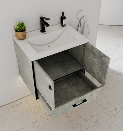 24"/30" Concrete - Style Bathroom Vanity with Ceramic Sink - toilet24" NeoNova Decor