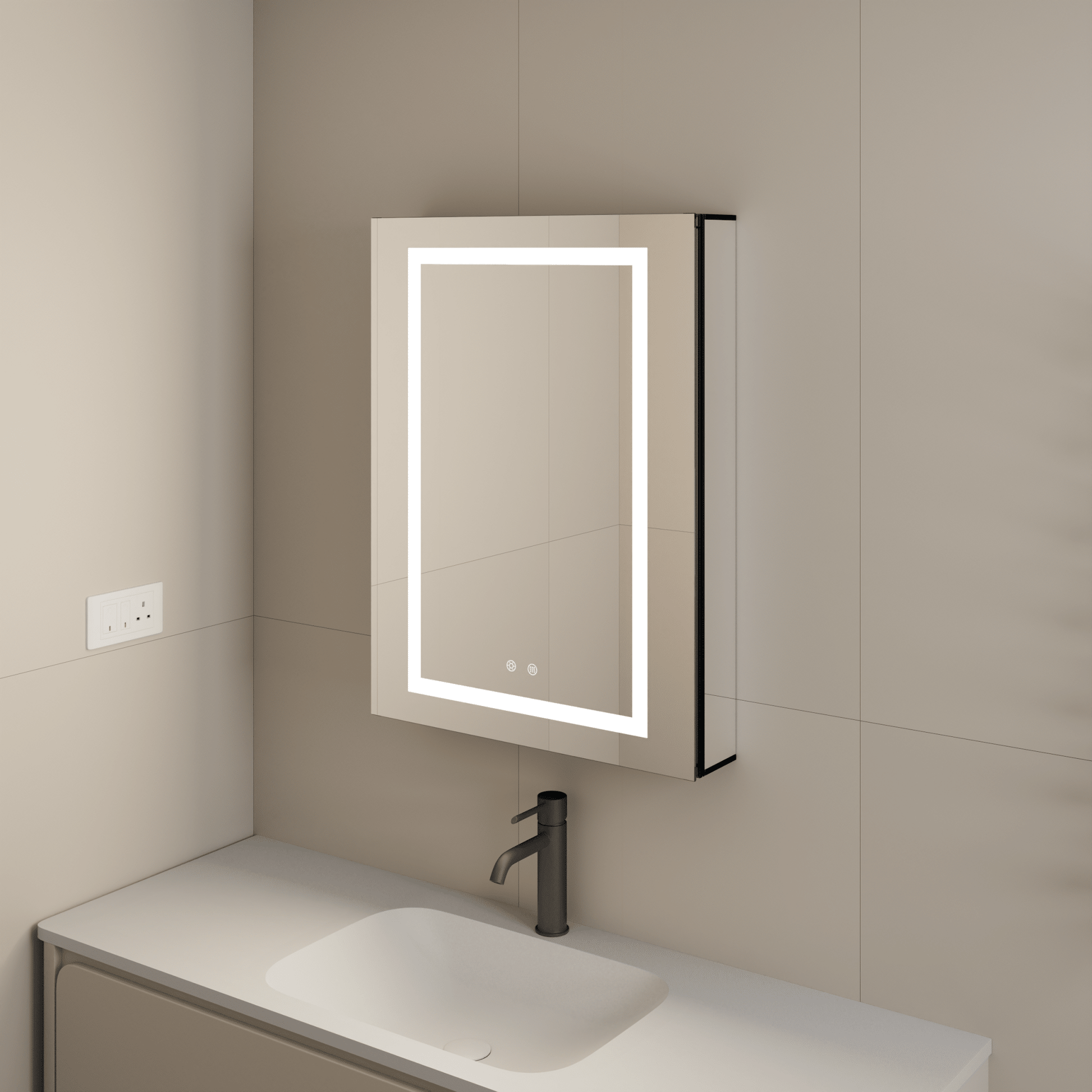 24"x32" LED Medicine Cabinet – Blum Hinges, Makeup Mirror, Built - in Outlet - Medicine Cabinet24"