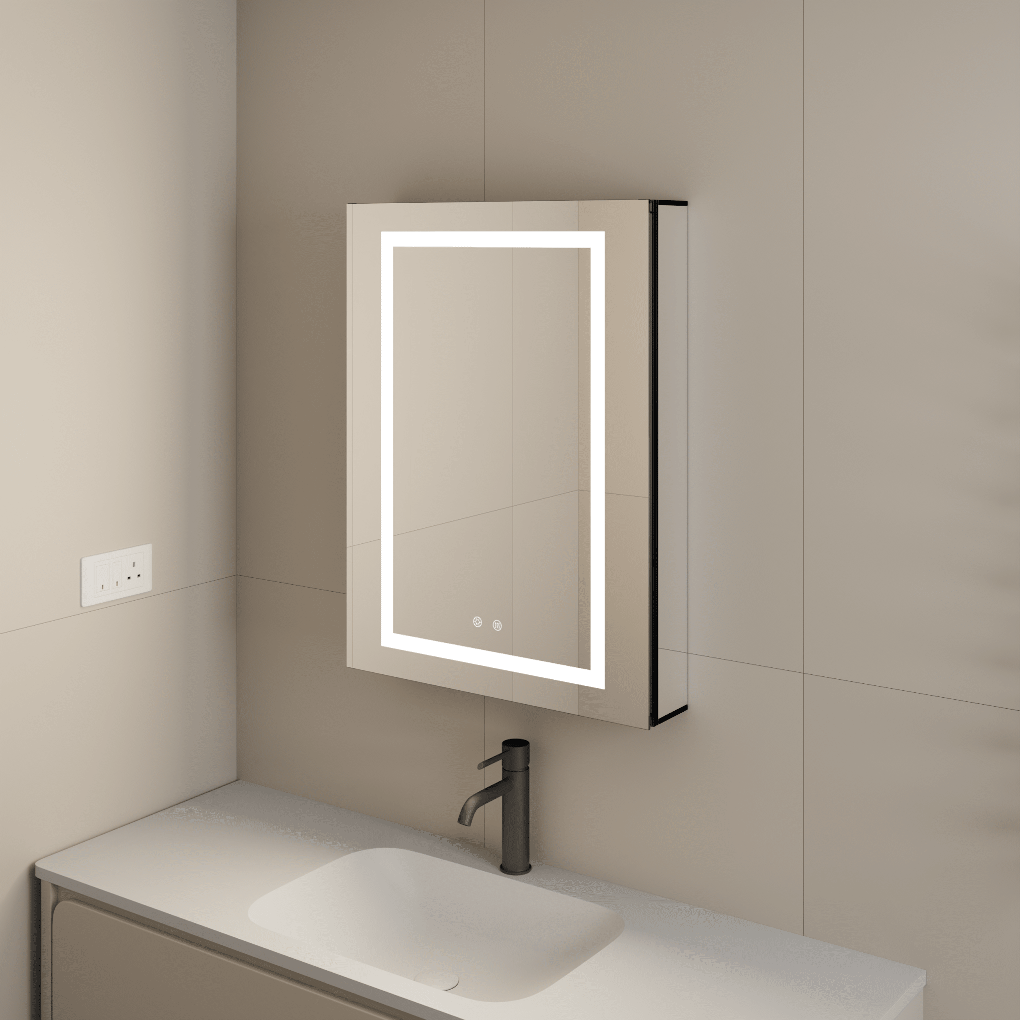 24"x32" LED Medicine Cabinet – Blum Hinges, Makeup Mirror, Built - in Outlet - Medicine Cabinet24"