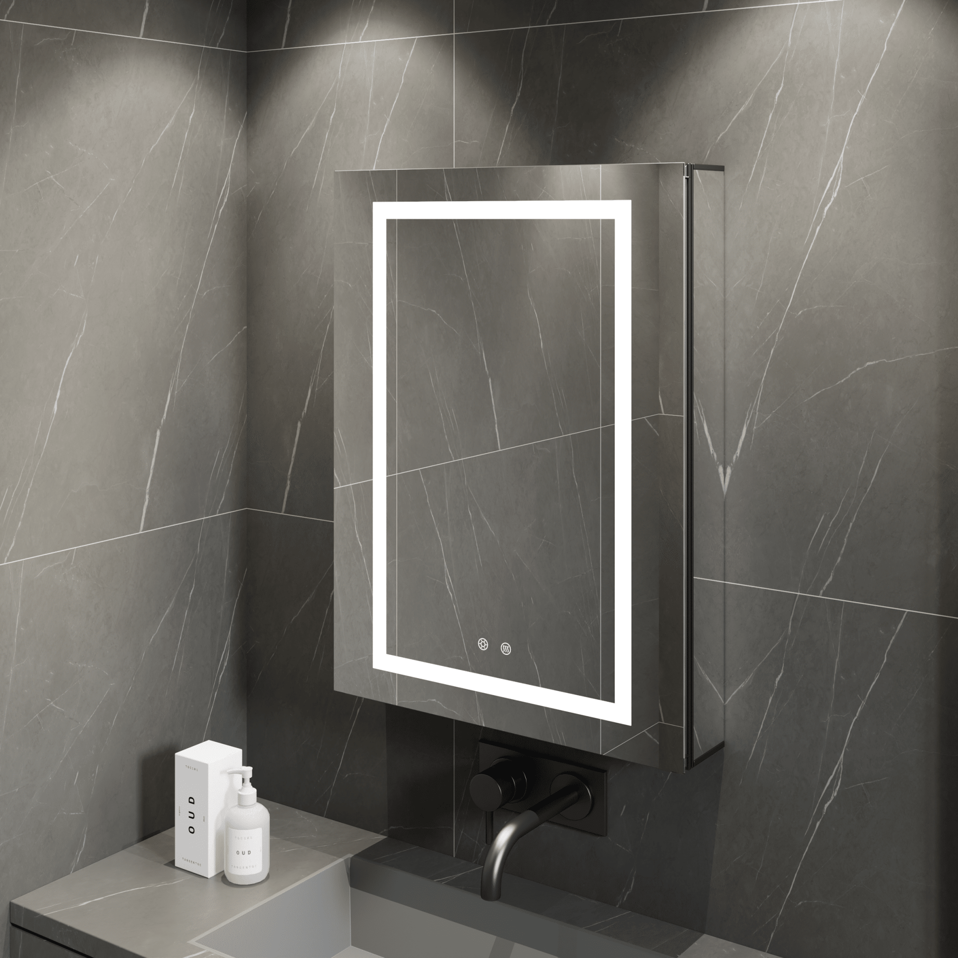 24"x32" LED Medicine Cabinet – Blum Hinges, Makeup Mirror, Built - in Outlet - Medicine Cabinet24"