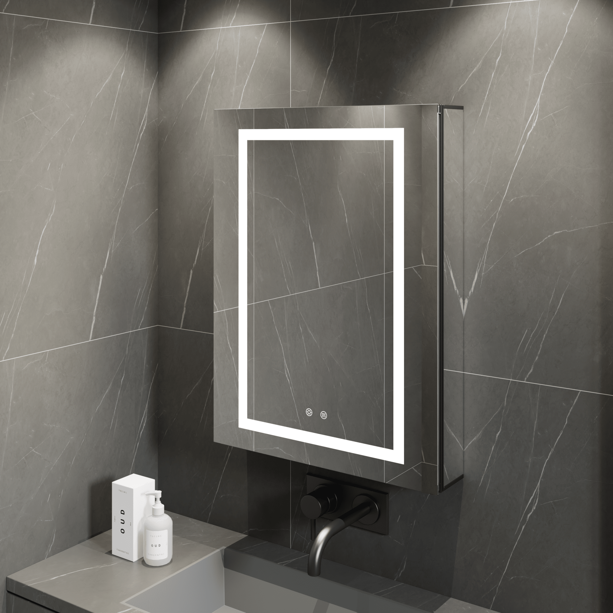 24"x32" LED Medicine Cabinet – Blum Hinges, Makeup Mirror, Built - in Outlet - Medicine Cabinet24"
