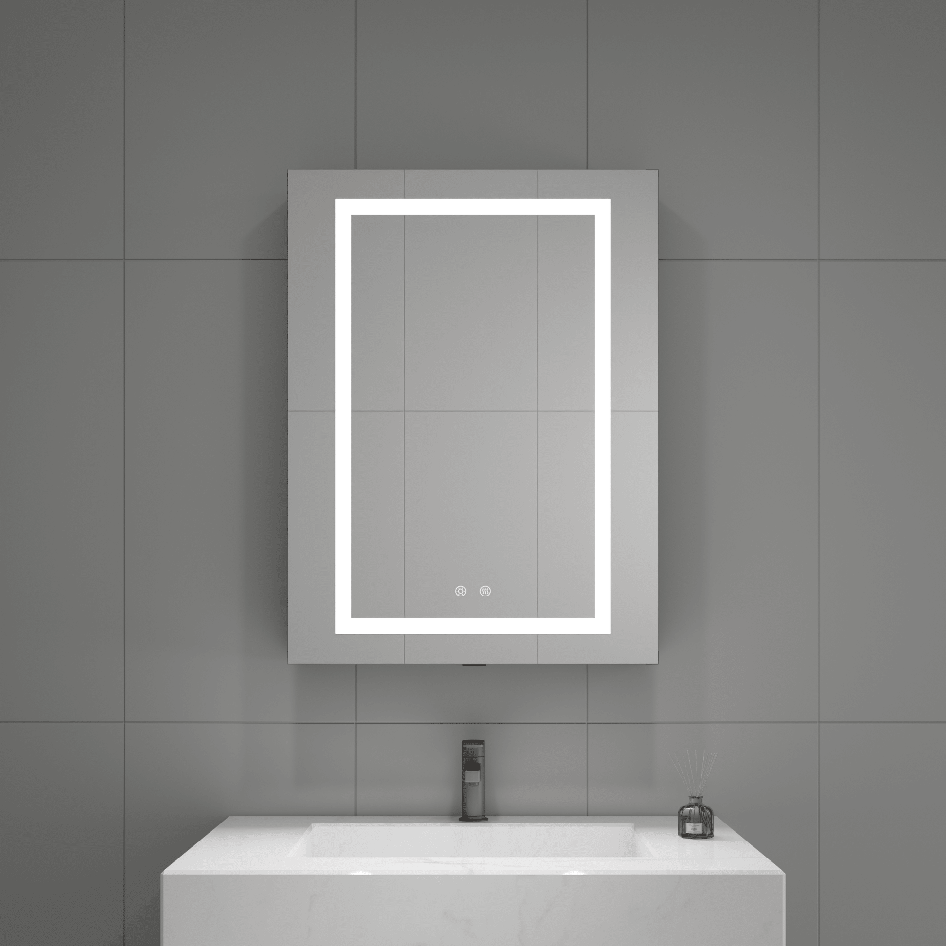 24"x32" LED Medicine Cabinet – Blum Hinges, Makeup Mirror, Built - in Outlet - Medicine Cabinet24"