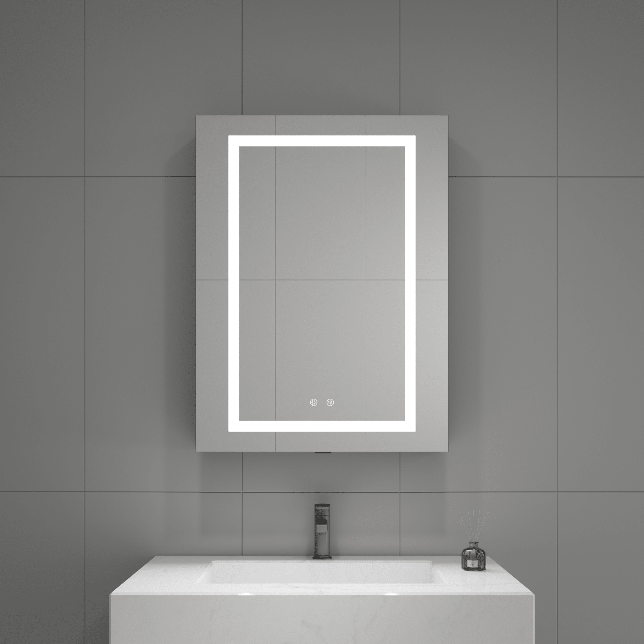 24"x32" LED Medicine Cabinet – Blum Hinges, Makeup Mirror, Built - in Outlet - Medicine Cabinet24"