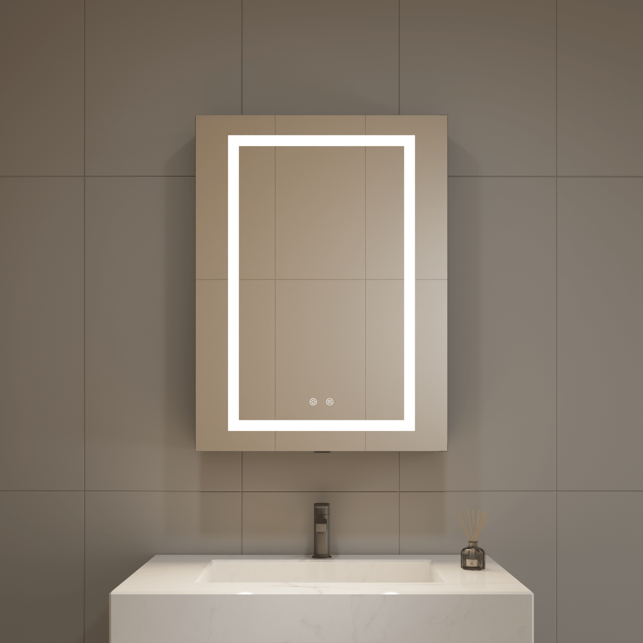 24"x32" LED Medicine Cabinet – Blum Hinges, Makeup Mirror, Built - in Outlet - Medicine Cabinet24"