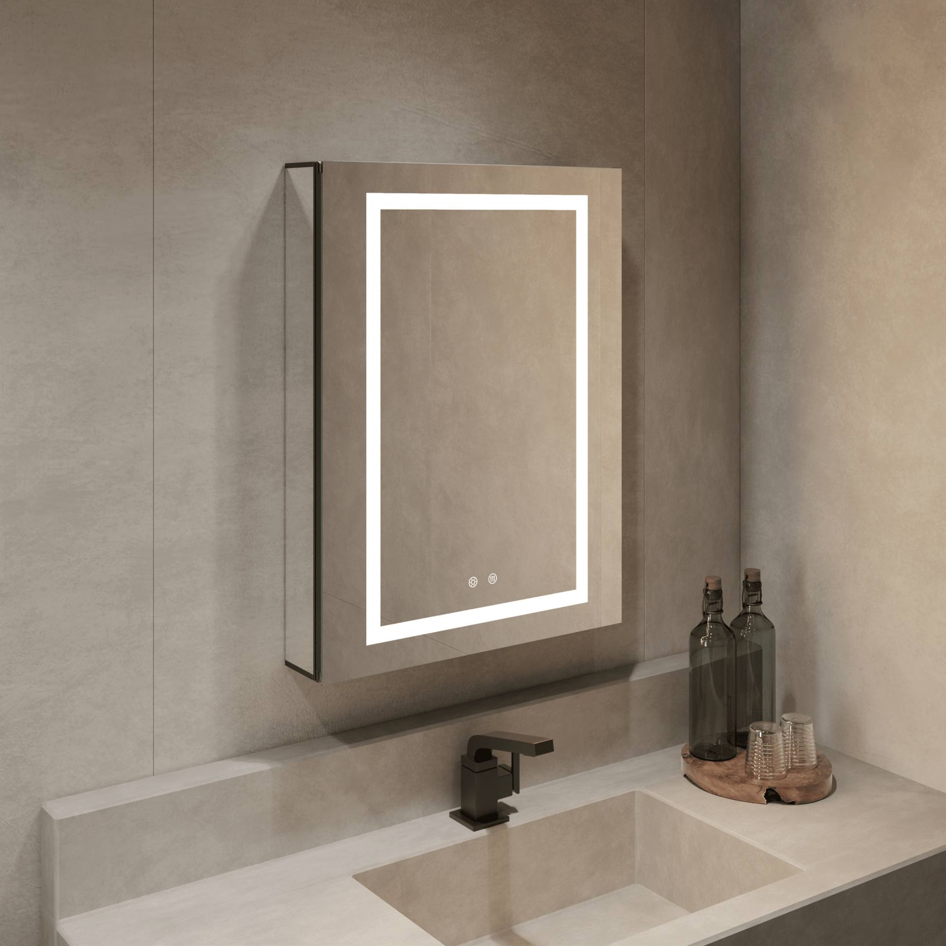24"x32" LED Medicine Cabinet – Blum Hinges, Makeup Mirror, Built - in Outlet - Medicine Cabinet24"
