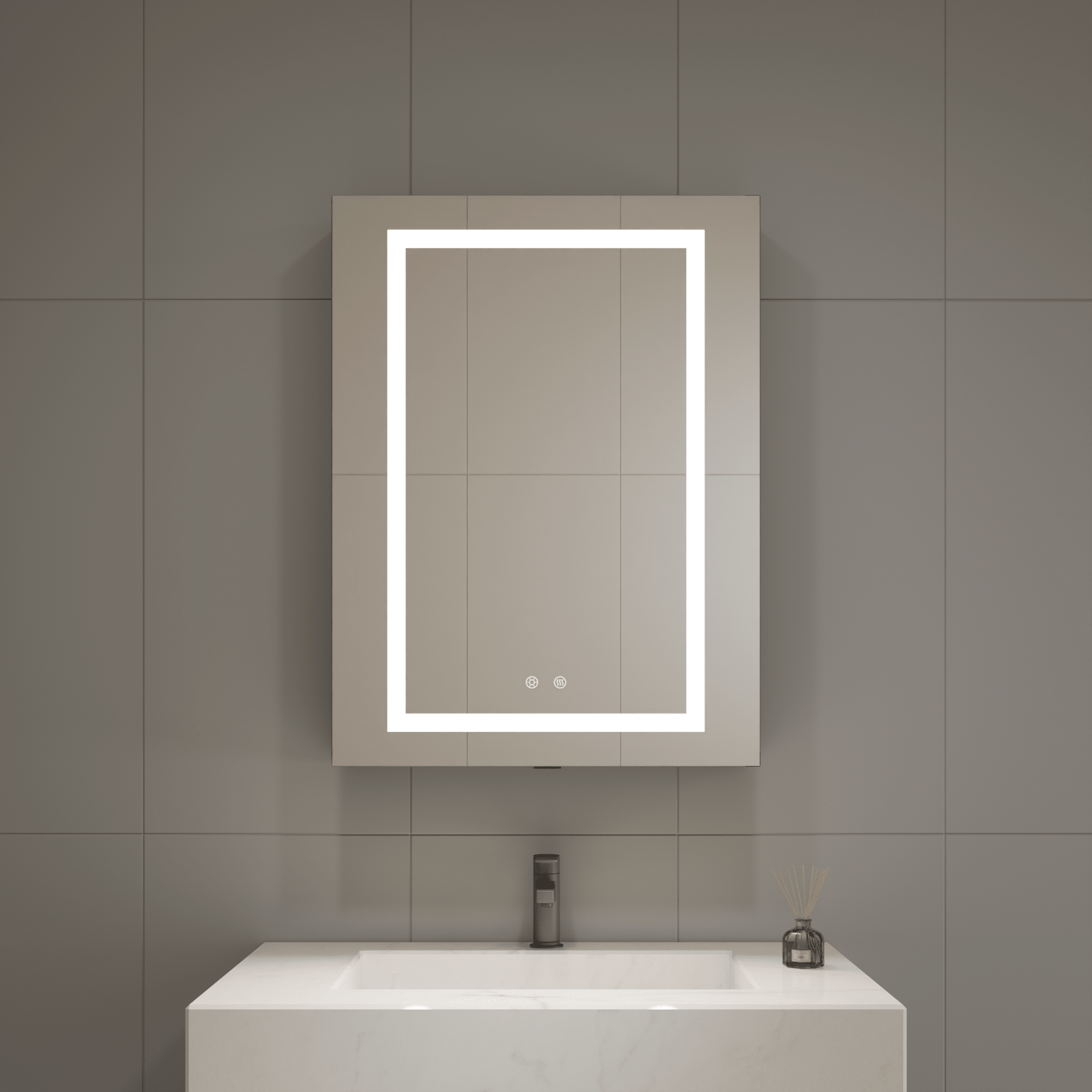 24"x32" LED Medicine Cabinet – Blum Hinges, Makeup Mirror, Built - in Outlet - Medicine Cabinet24"