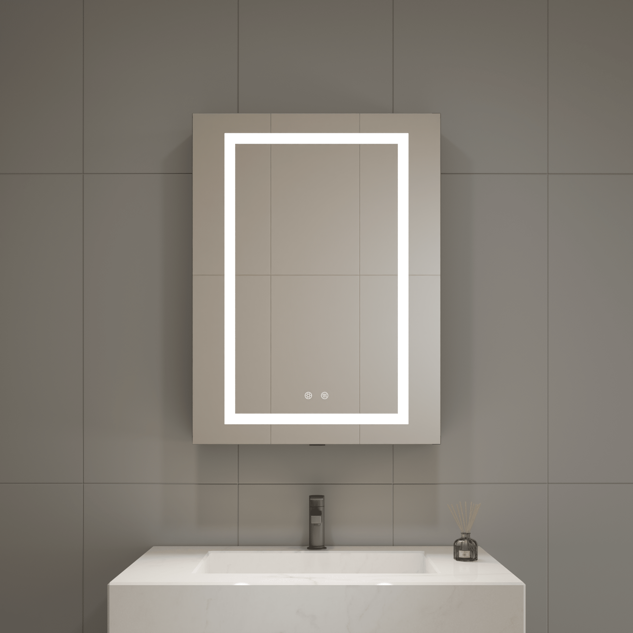 24"x32" LED Medicine Cabinet – Blum Hinges, Makeup Mirror, Built - in Outlet - Medicine Cabinet24"