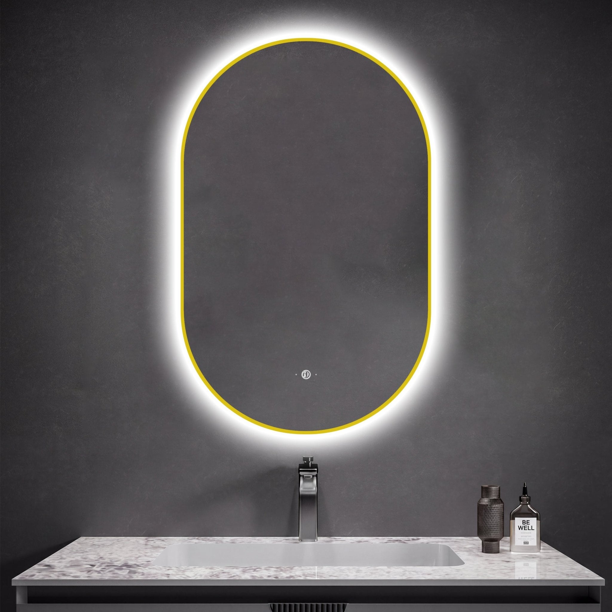 24"x38" LED Anti-Fog Vanity Mirror with Mirror-Trim Frame — Dimmable 2700K–6500K, ETL Listed -LED MIrrorGold