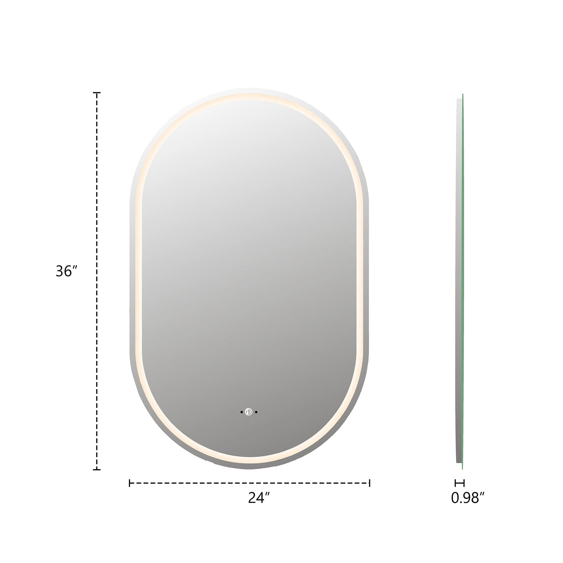 26" x 40" Frameless Capsule LED Mirror with Anti - Fog, CRI 90+ & Seamless Lighting - LED MIrror26"x40"