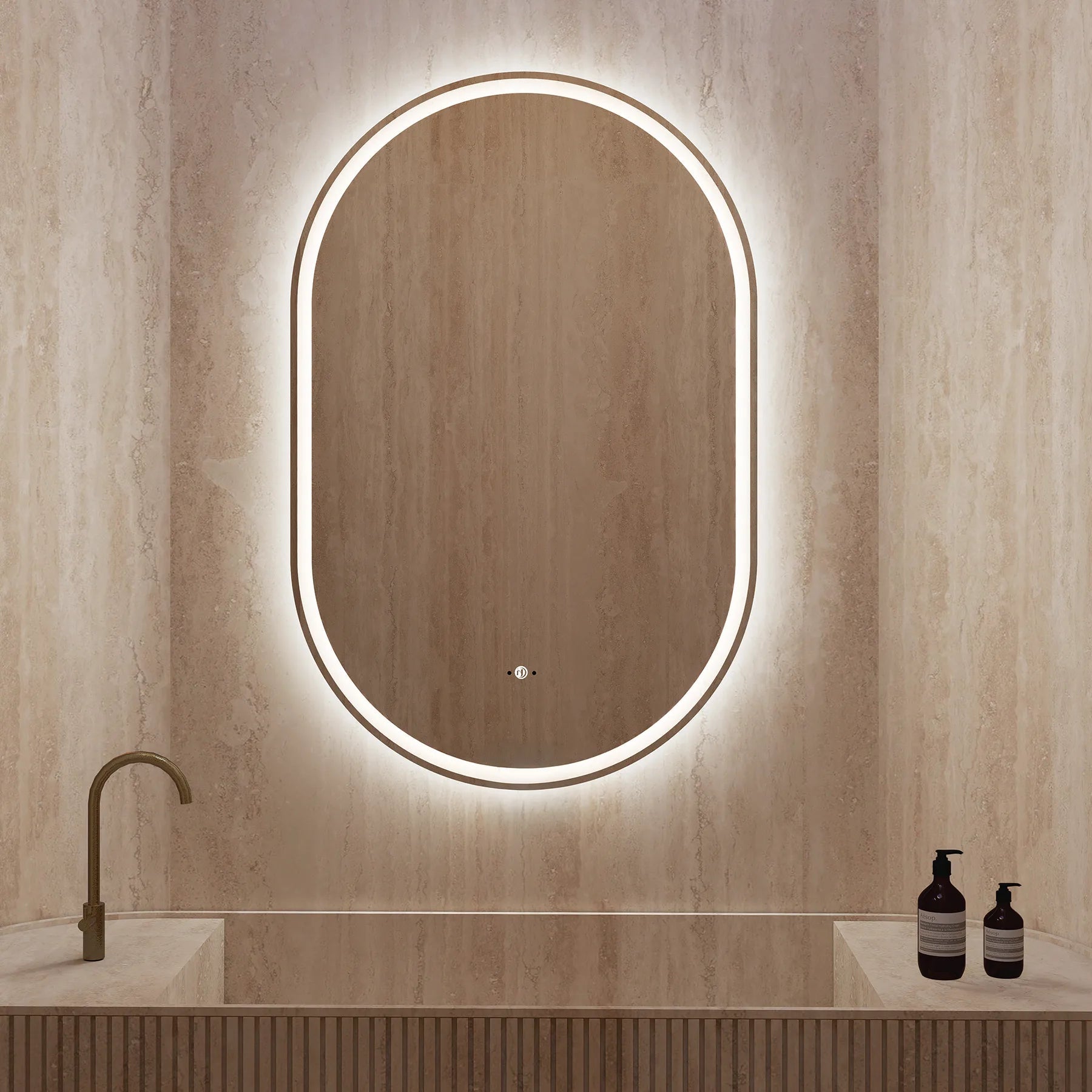 26" x 40" Frameless Capsule LED Mirror with Anti - Fog, CRI 90+ & Seamless Lighting - LED MIrror26"x40"