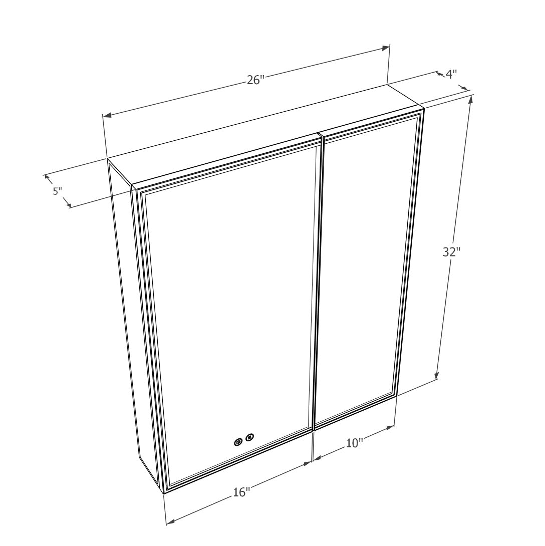 26" x 32" LED Mirror Medicine Cabinet – Aluminum Frame, Anti-Fog, Recessed or Surface Mount
