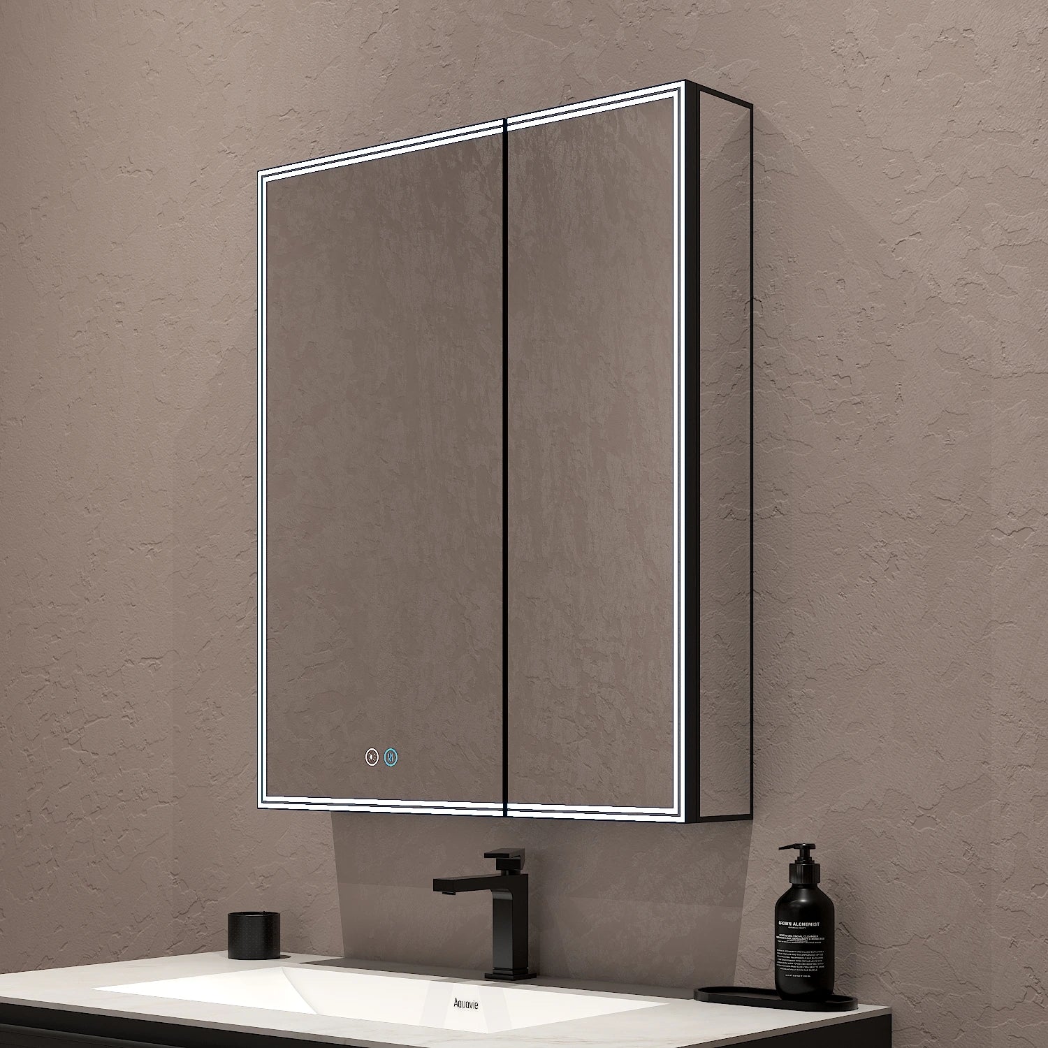 26"x32" LED Medicine Cabinet – Full Mirror Interior, Anti - Fog, Outlet & USB, Blum Hinges - Medicine Cabinet NeoNova Decor