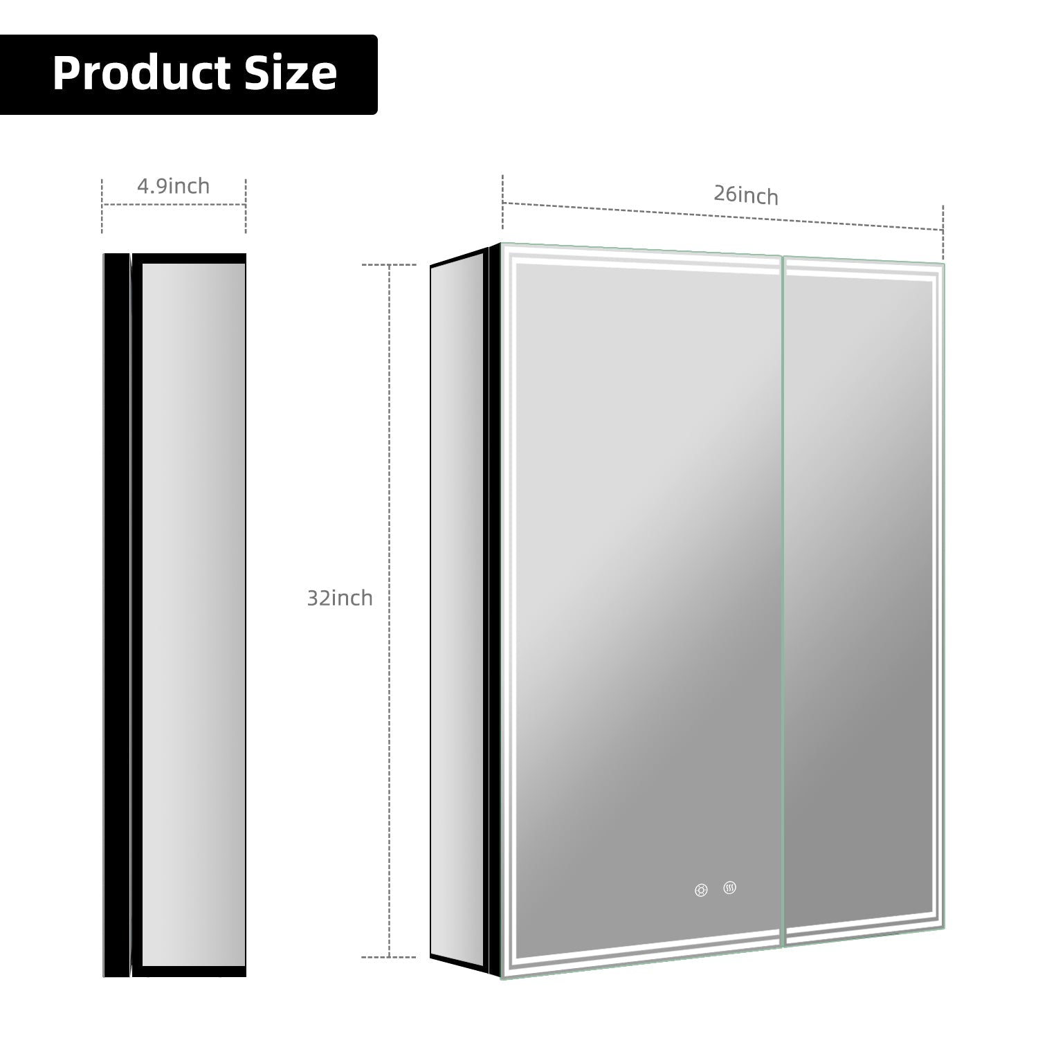 26"x32" LED Medicine Cabinet – Recessed or Surface Mount, Anti - Fog, Outlet & USB, Blum Hinges - Medicine Cabinet NeoNova Decor