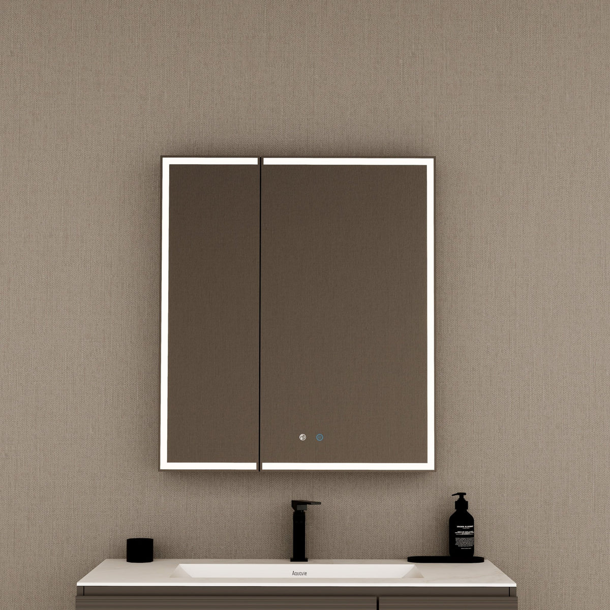 28" Aluminum LED Medicine Cabinet with BLUM Hinges, Interior Lighting & Glass Shelves -Medicine CabinetRight-Wide