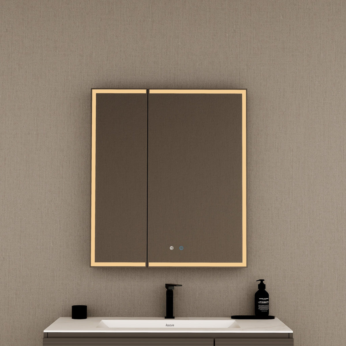 28" Aluminum LED Medicine Cabinet with BLUM Hinges, Interior Lighting & Glass Shelves -Medicine CabinetRight-Wide