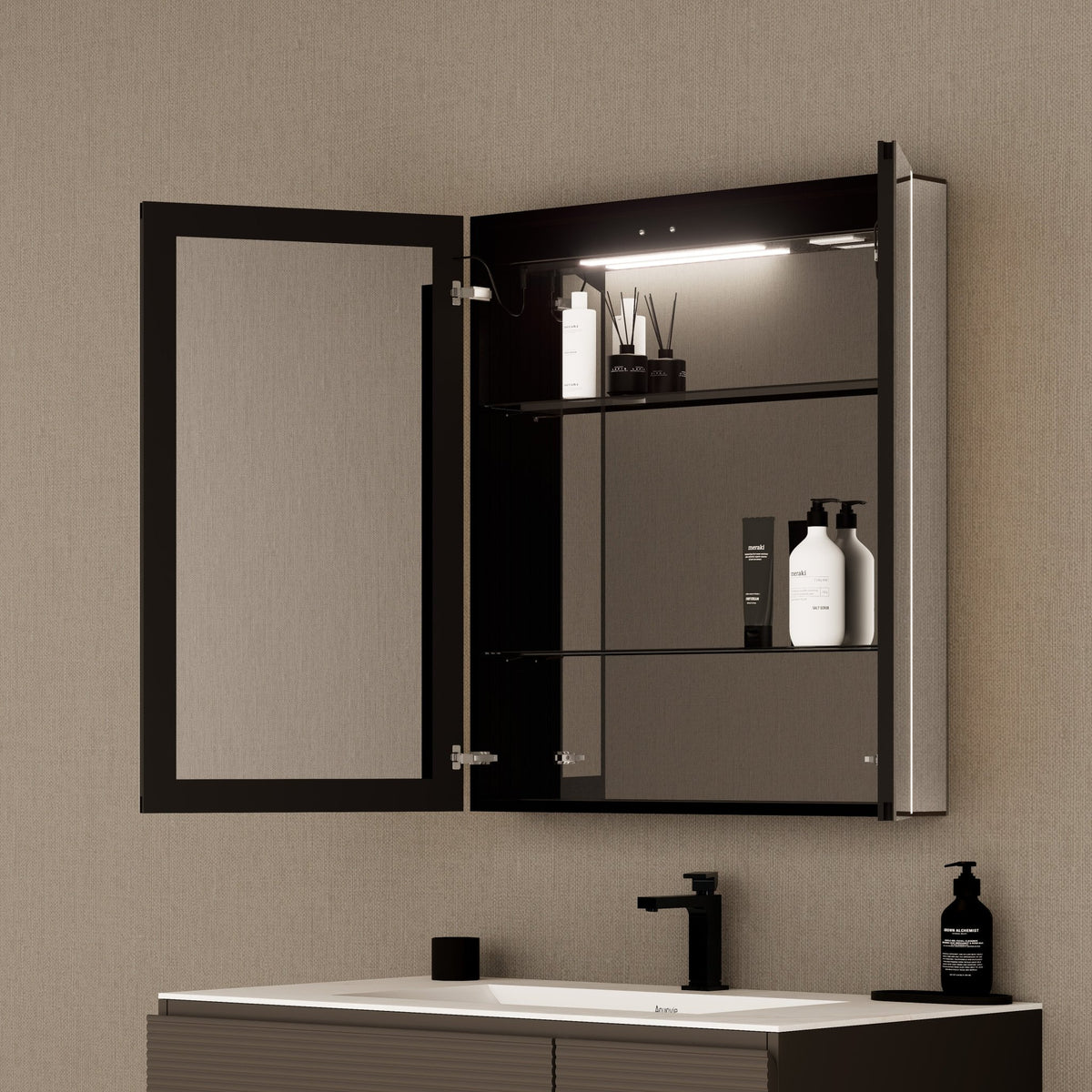 28" LED Double-Door Medicine Cabinet with Blum Soft-Close Hinges -Medicine CabinetLeft-Wide