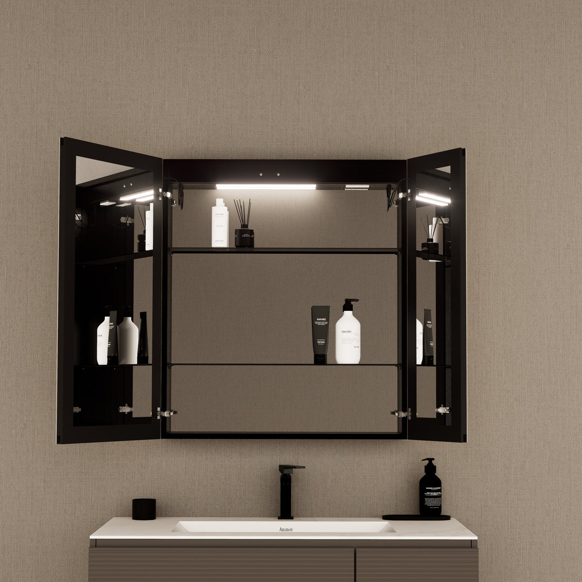 28" LED Double-Door Medicine Cabinet with Blum Soft-Close Hinges -Medicine CabinetLeft-Wide
