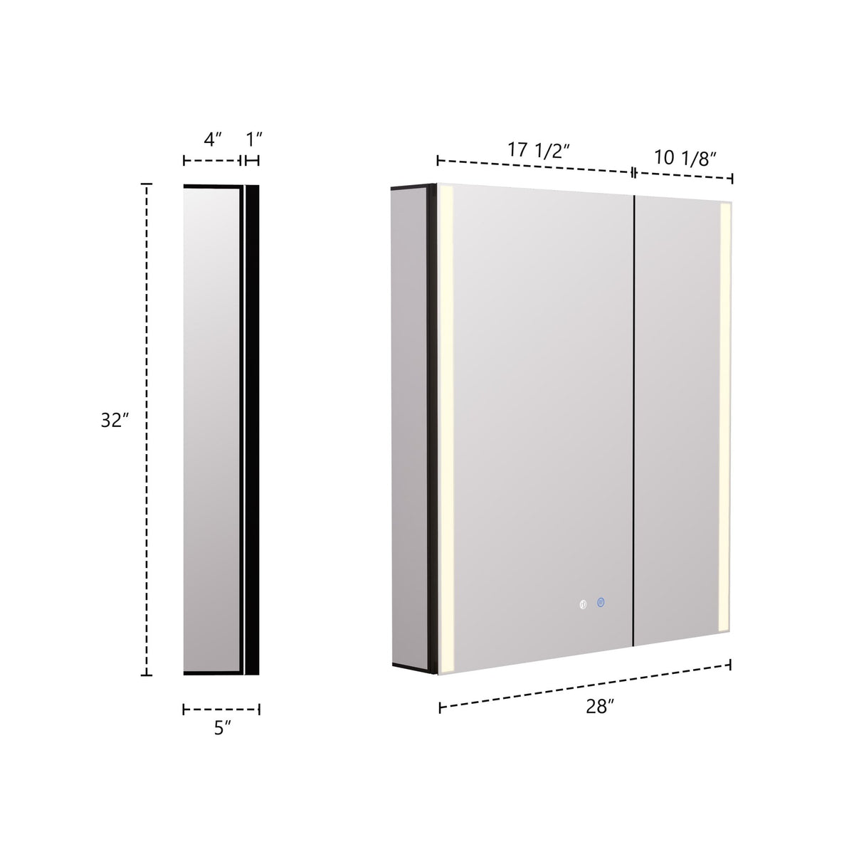 28" LED Double-Door Medicine Cabinet with Blum Soft-Close Hinges -Medicine CabinetLeft-Wide