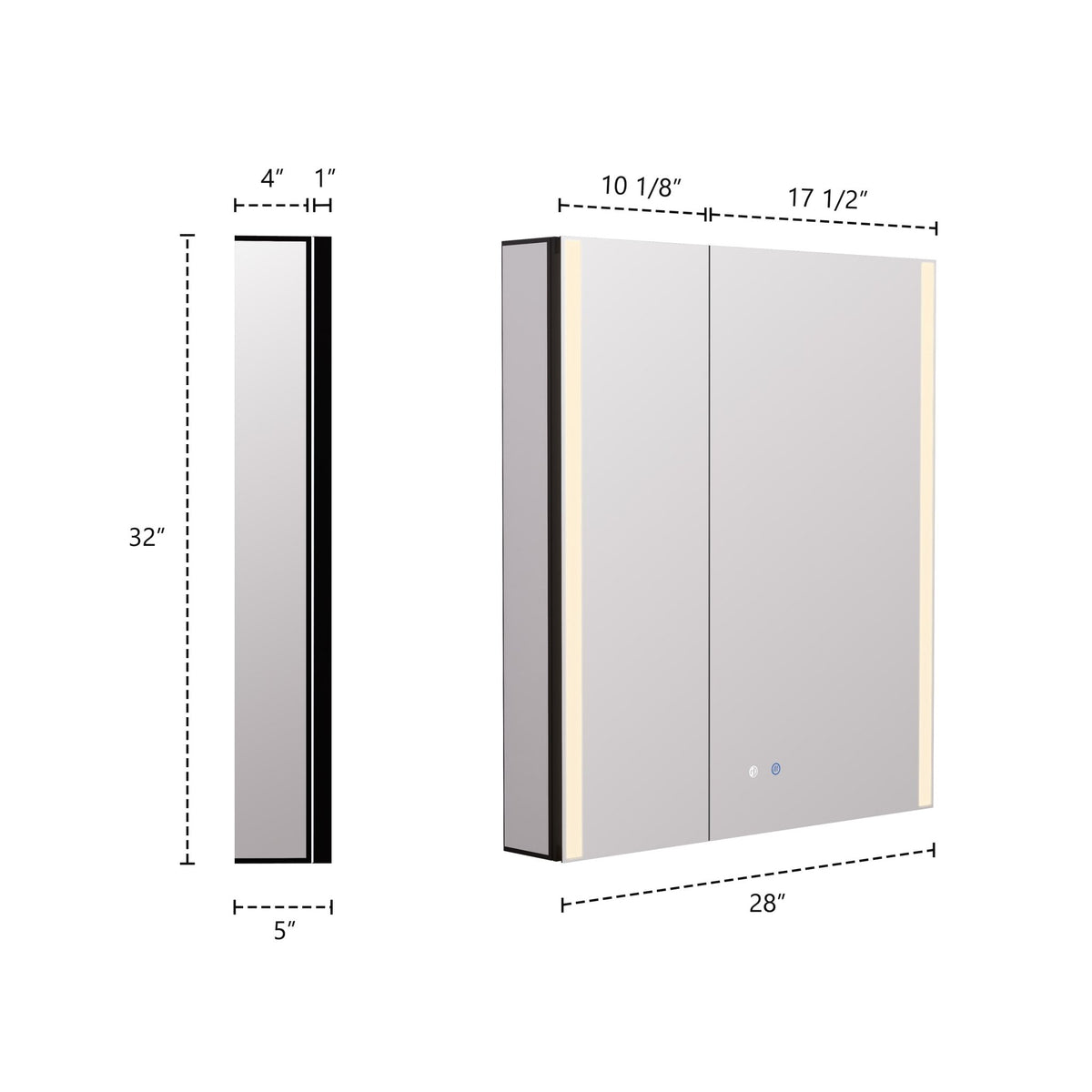 28" LED Double-Door Medicine Cabinet with Blum Soft-Close Hinges -Medicine CabinetRight-Wide