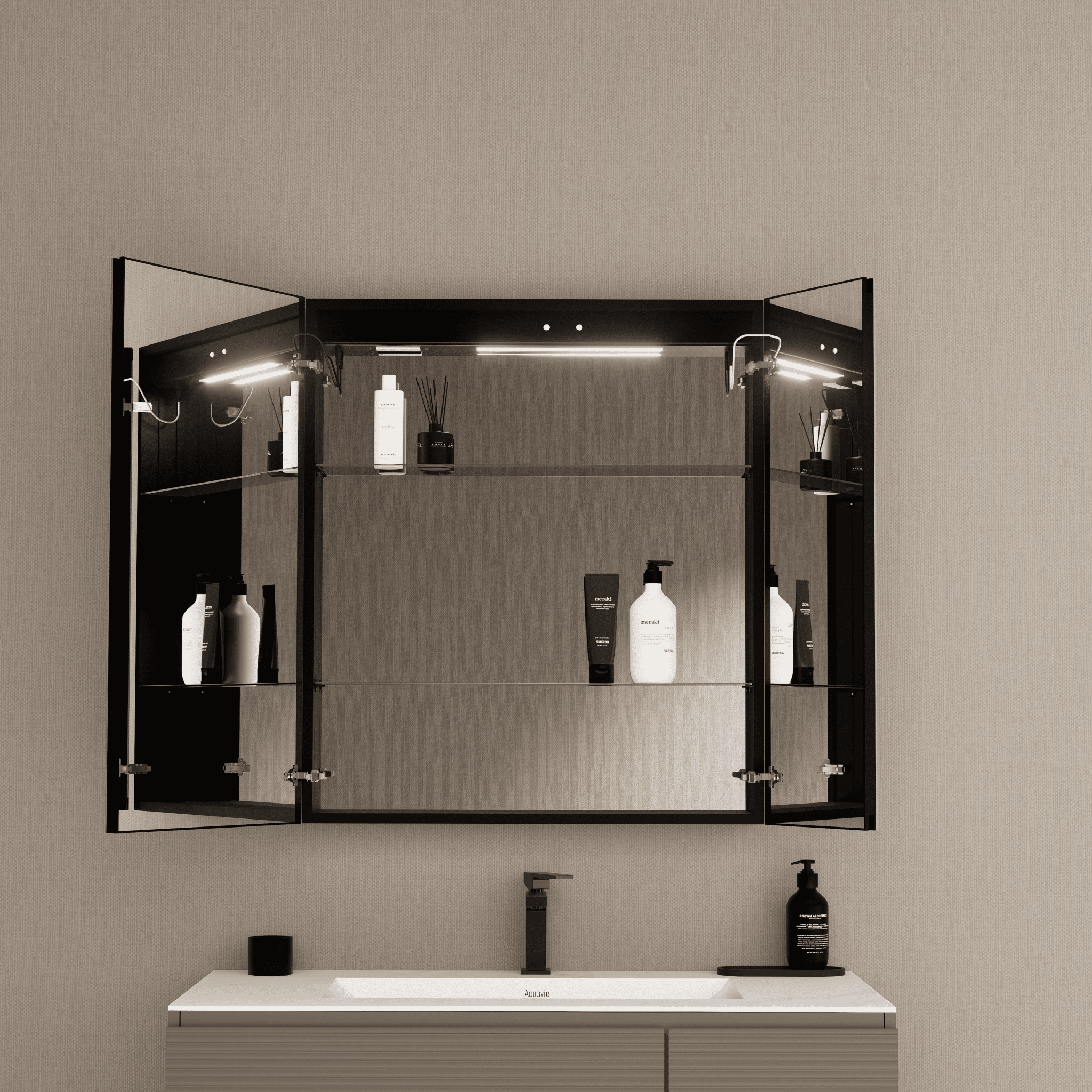 28" x 32" LED Mirror Medicine Cabinet – Aluminum Frame, Anti - Fog, Recessed or Surface Mount (Copy) (Copy) - Medicine CabinetLeft Large Door