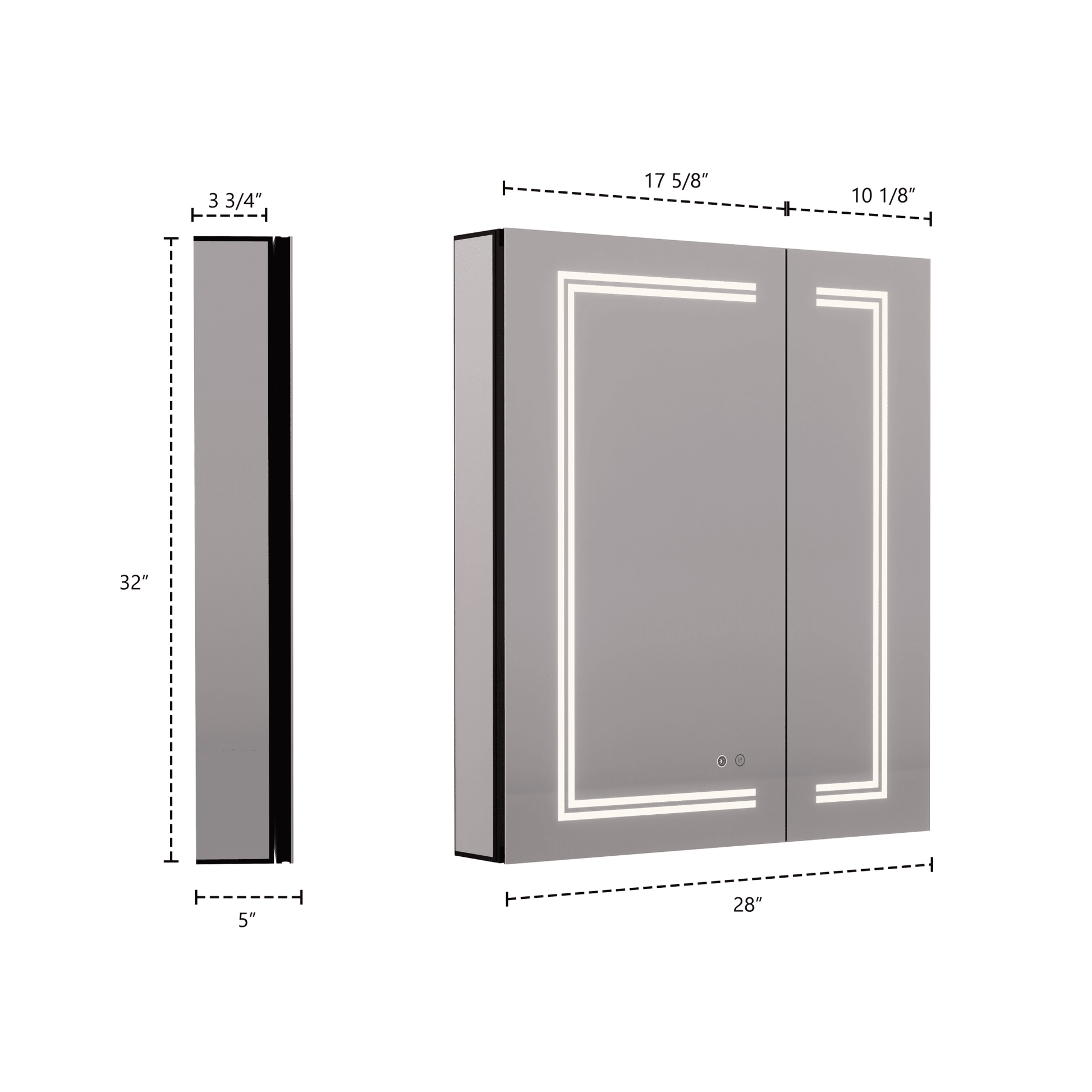 28" x 32" LED Mirror Medicine Cabinet – Aluminum Frame, Anti - Fog, Recessed or Surface Mount (Copy) (Copy) - Medicine CabinetLeft Large Door