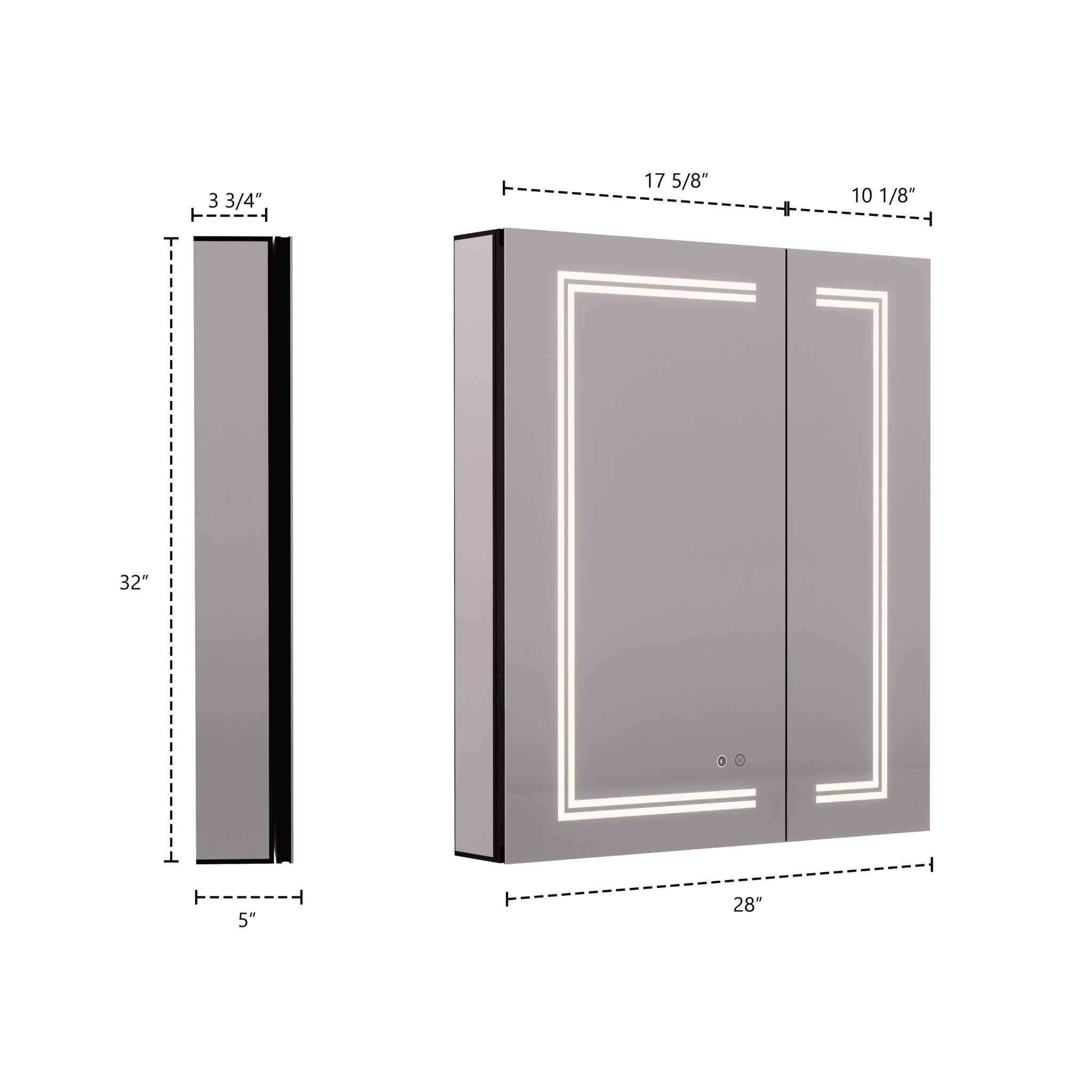 28" x 32" LED Mirror Medicine Cabinet – Aluminum Frame, Anti - Fog, Recessed or Surface Mount (Copy) (Copy) - Medicine CabinetLeft Large Door