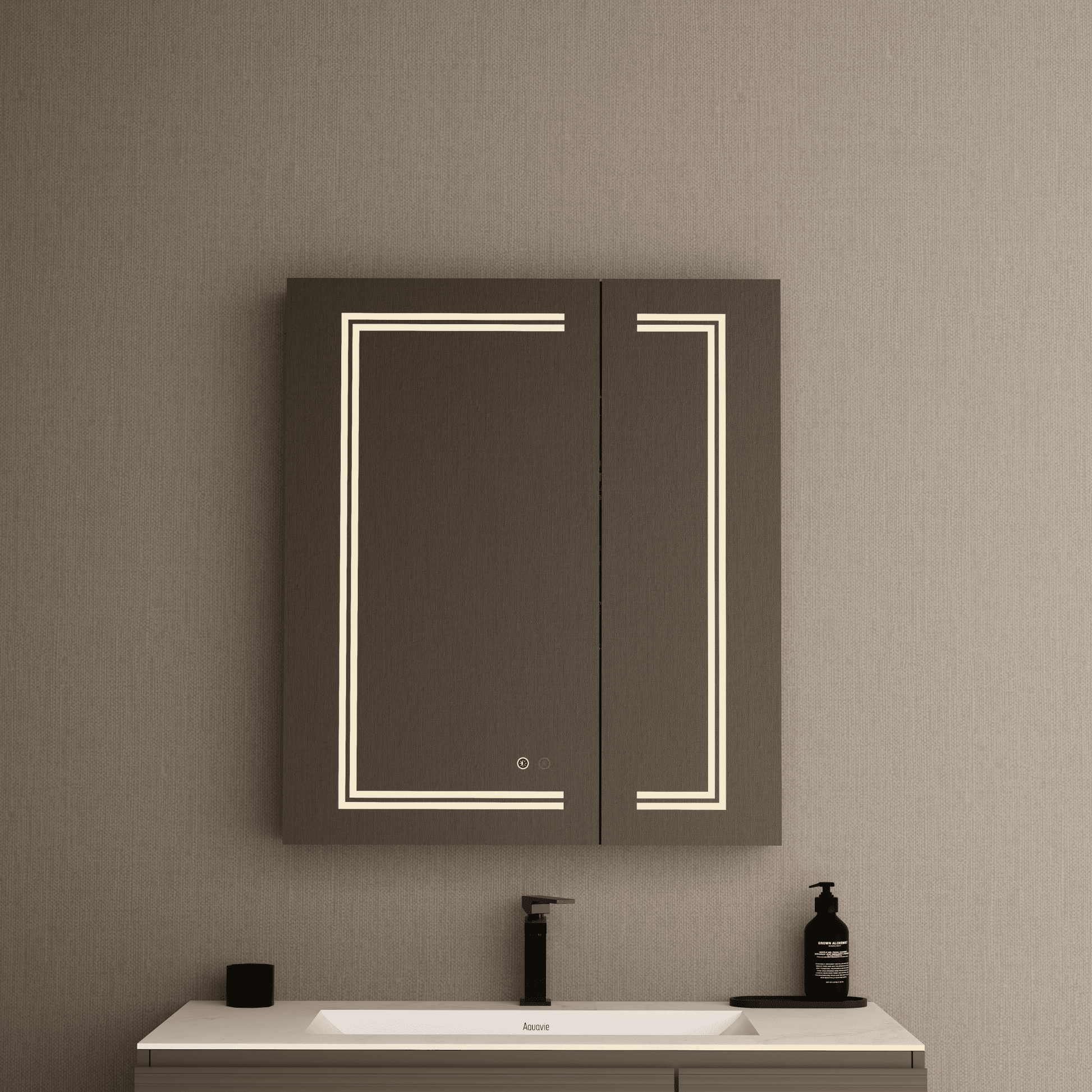 28" x 32" LED Mirror Medicine Cabinet – Aluminum Frame, Anti - Fog, Recessed or Surface Mount (Copy) (Copy) - Medicine CabinetLeft Large Door