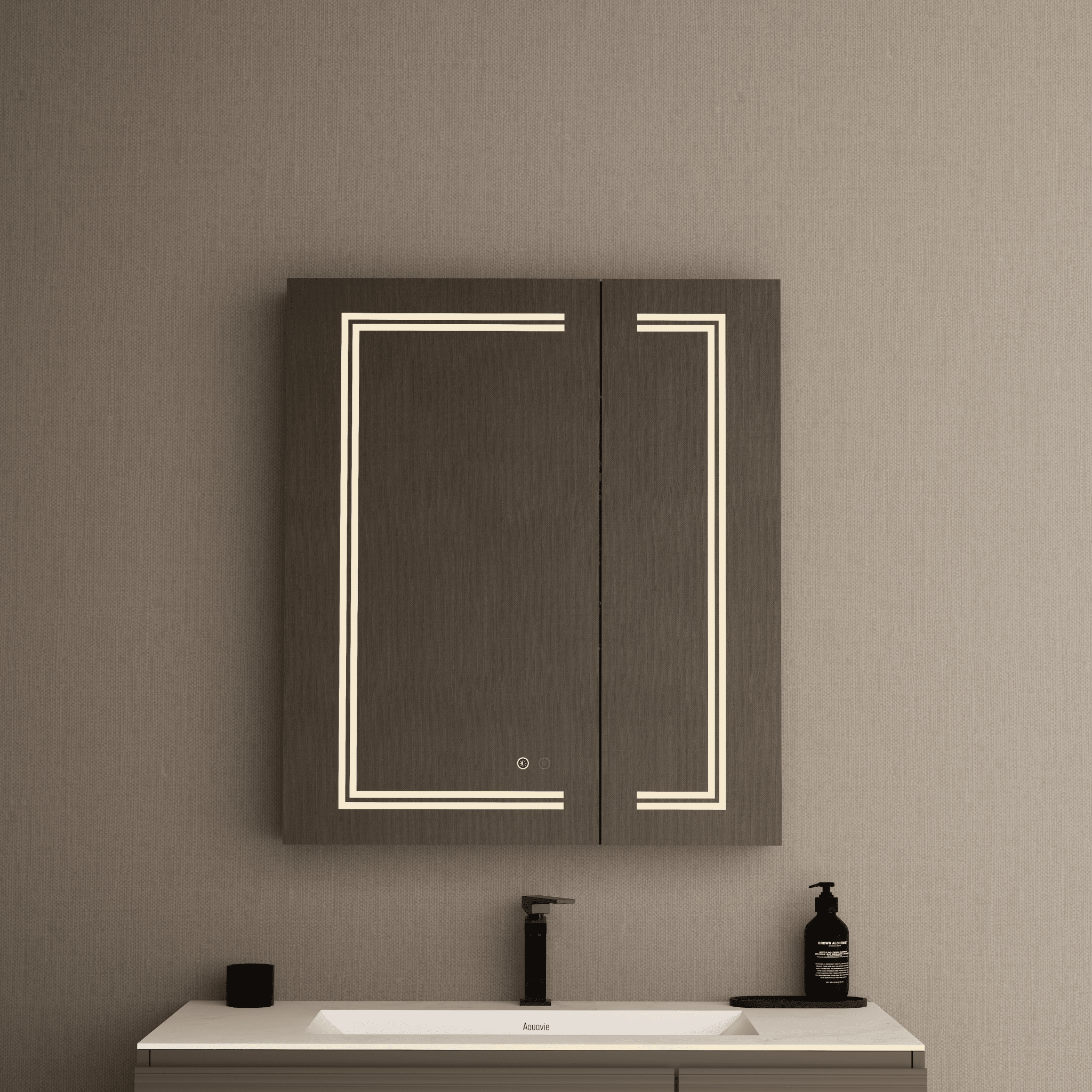 28" x 32" LED Mirror Medicine Cabinet – Aluminum Frame, Anti - Fog, Recessed or Surface Mount (Copy) (Copy) - Medicine CabinetLeft Large Door