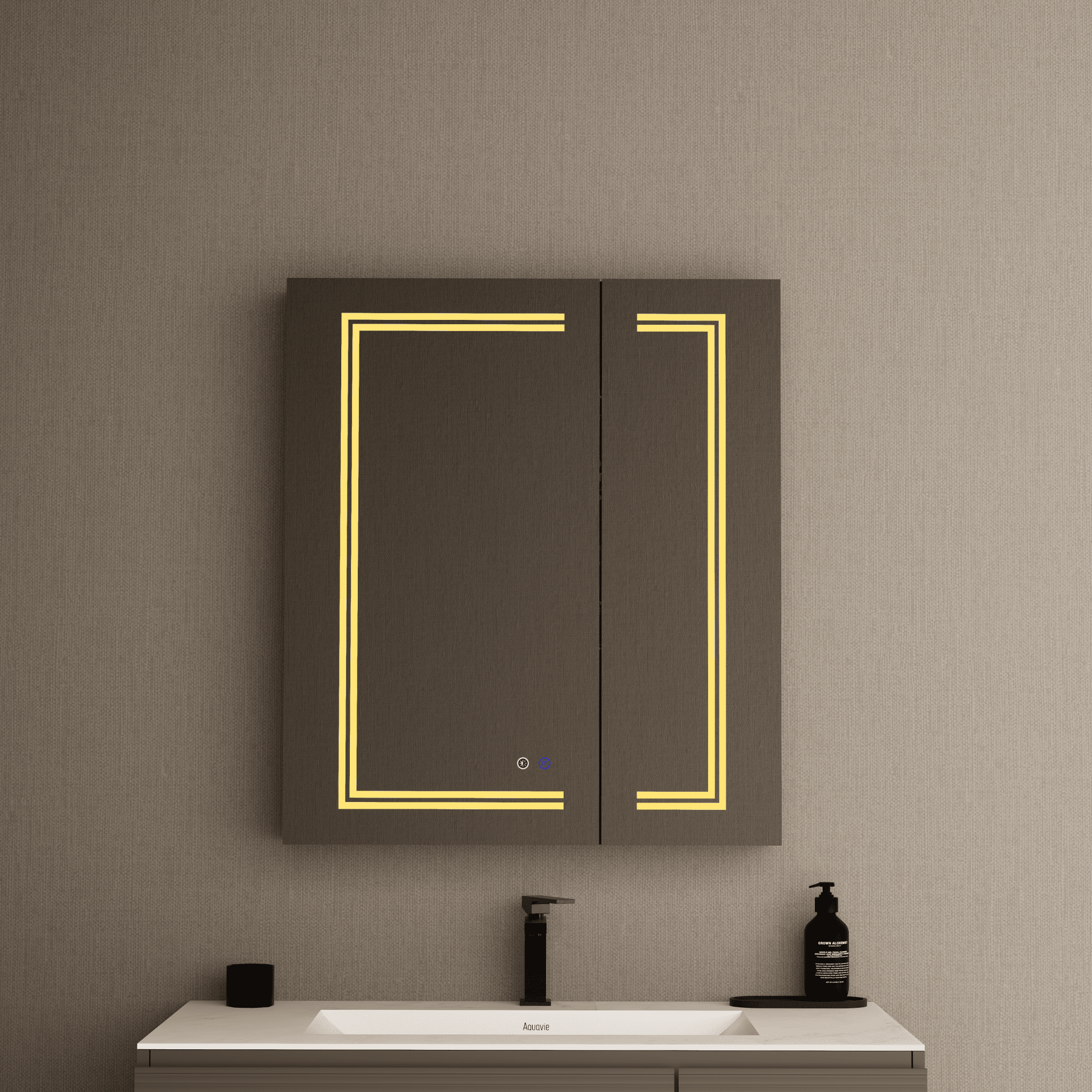 28" x 32" LED Mirror Medicine Cabinet – Aluminum Frame, Anti - Fog, Recessed or Surface Mount (Copy) (Copy) - Medicine CabinetLeft Large Door