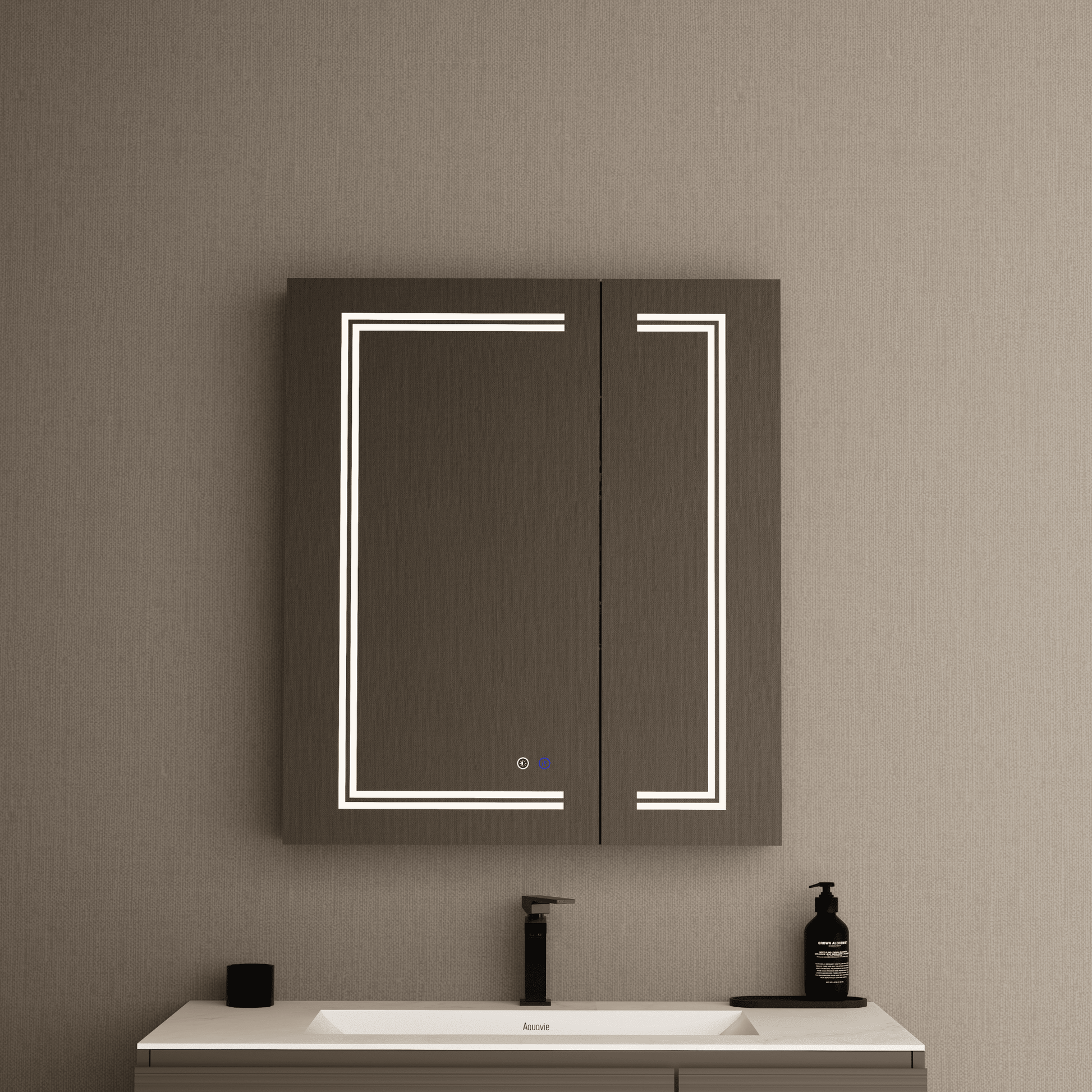 28" x 32" LED Mirror Medicine Cabinet – Aluminum Frame, Anti - Fog, Recessed or Surface Mount (Copy) (Copy) - Medicine CabinetLeft Large Door