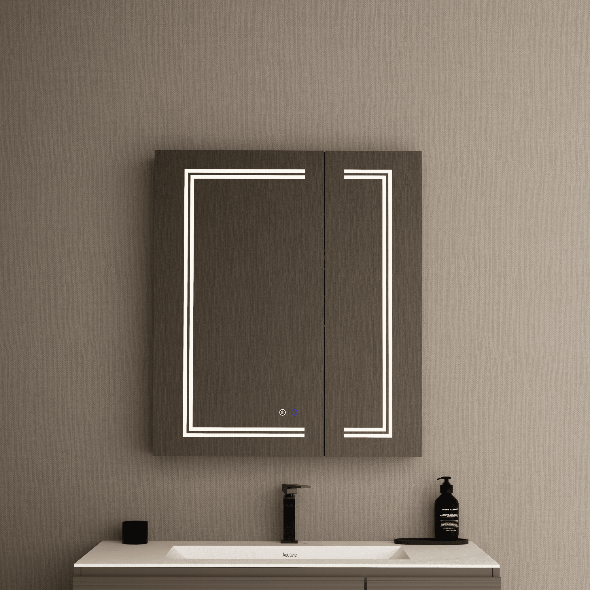 28" x 32" LED Mirror Medicine Cabinet – Aluminum Frame, Anti - Fog, Recessed or Surface Mount (Copy) (Copy) - Medicine CabinetLeft Large Door