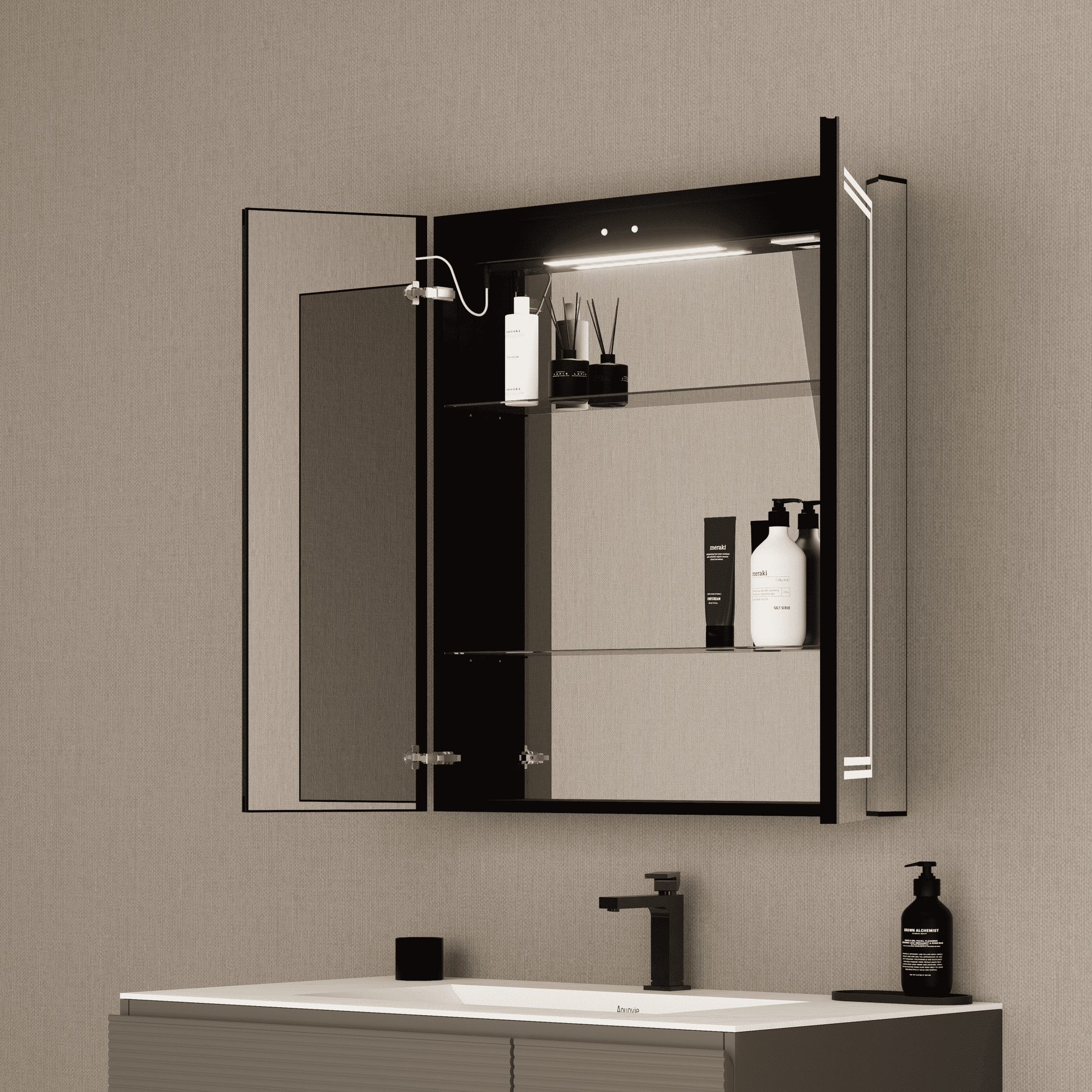 28" x 32" LED Mirror Medicine Cabinet – Aluminum Frame, Anti - Fog, Recessed or Surface Mount (Copy) (Copy) - Medicine CabinetRight Large Door