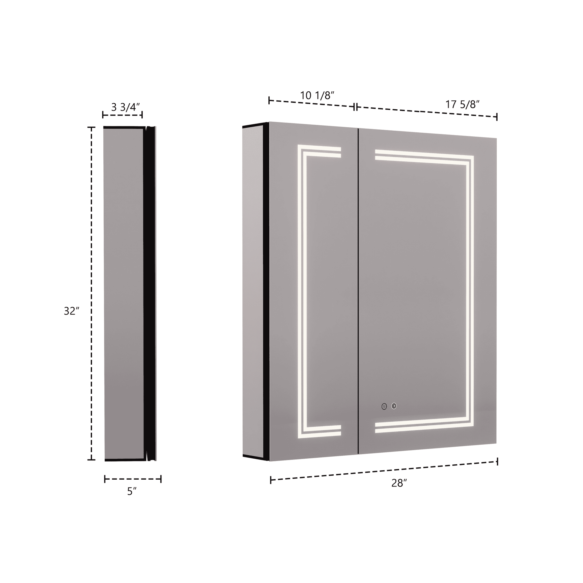 28" x 32" LED Mirror Medicine Cabinet – Aluminum Frame, Anti - Fog, Recessed or Surface Mount (Copy) (Copy) - Medicine CabinetRight Large Door