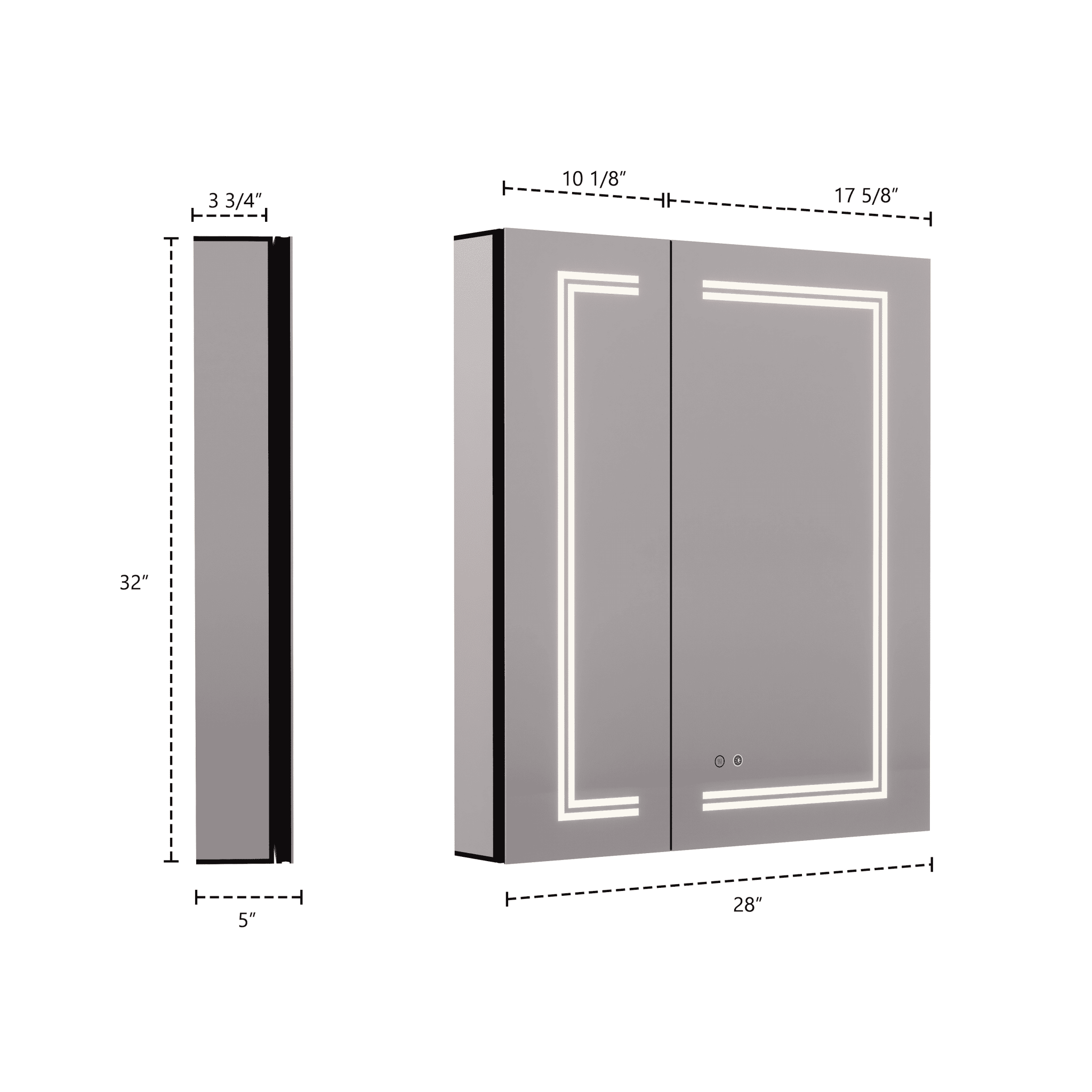 28" x 32" LED Mirror Medicine Cabinet – Aluminum Frame, Anti - Fog, Recessed or Surface Mount (Copy) (Copy) - Medicine CabinetRight Large Door