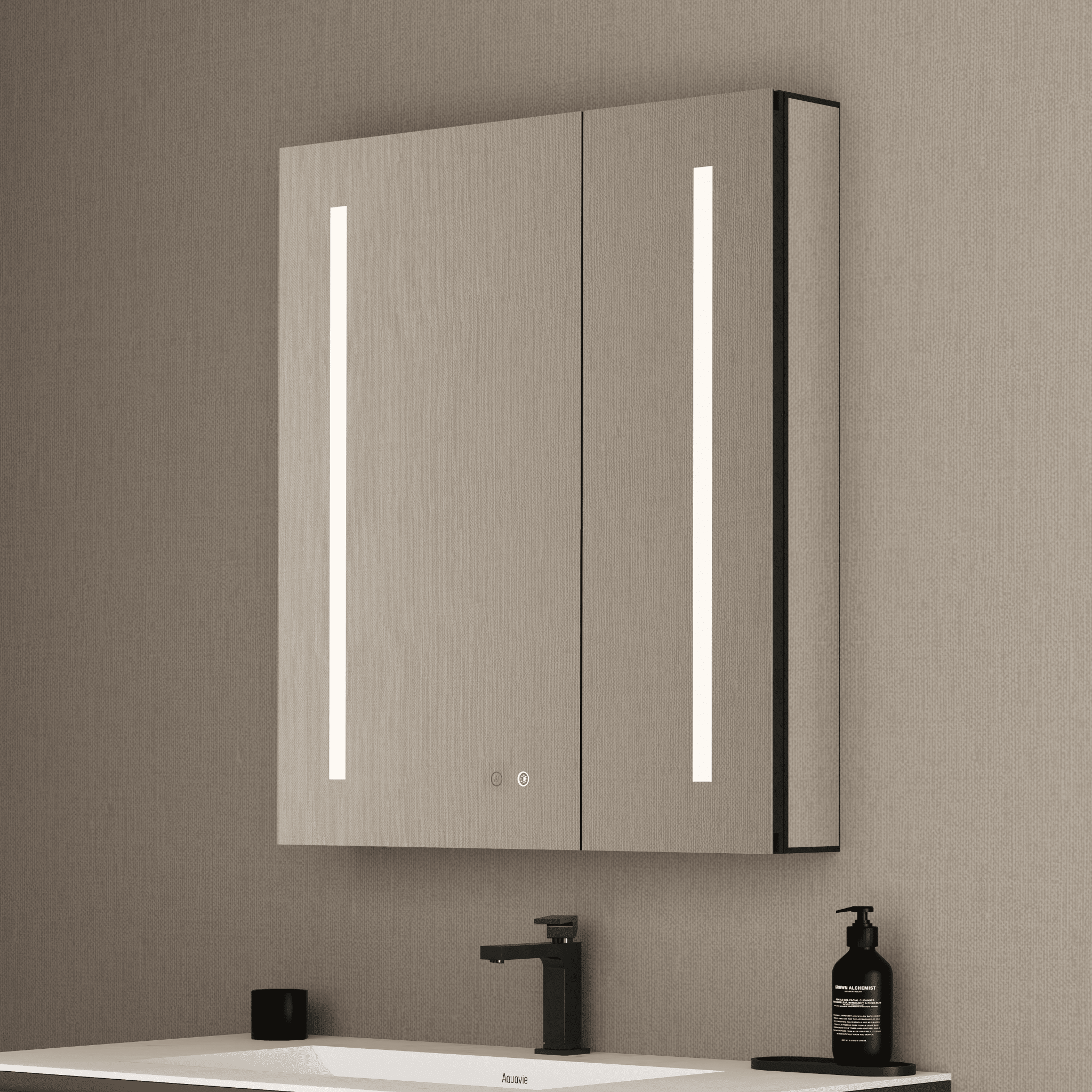 28" x 32" LED Mirror Medicine Cabinet – Aluminum Frame, Anti - Fog, Recessed or Surface Mount (Copy) - Medicine CabinetLeft Large Door