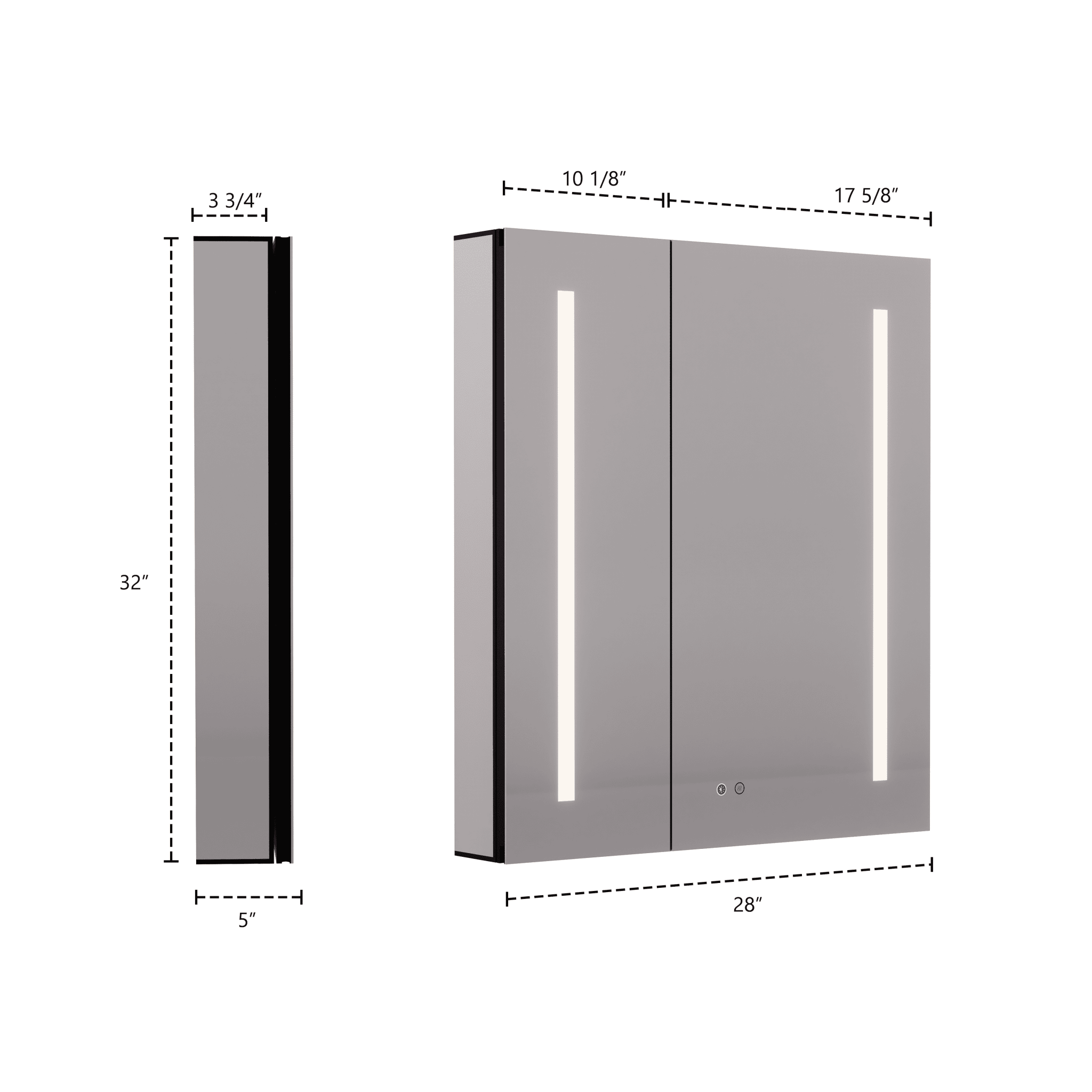 28" x 32" LED Mirror Medicine Cabinet – Aluminum Frame, Anti - Fog, Recessed or Surface Mount (Copy) - Medicine CabinetLeft Large Door
