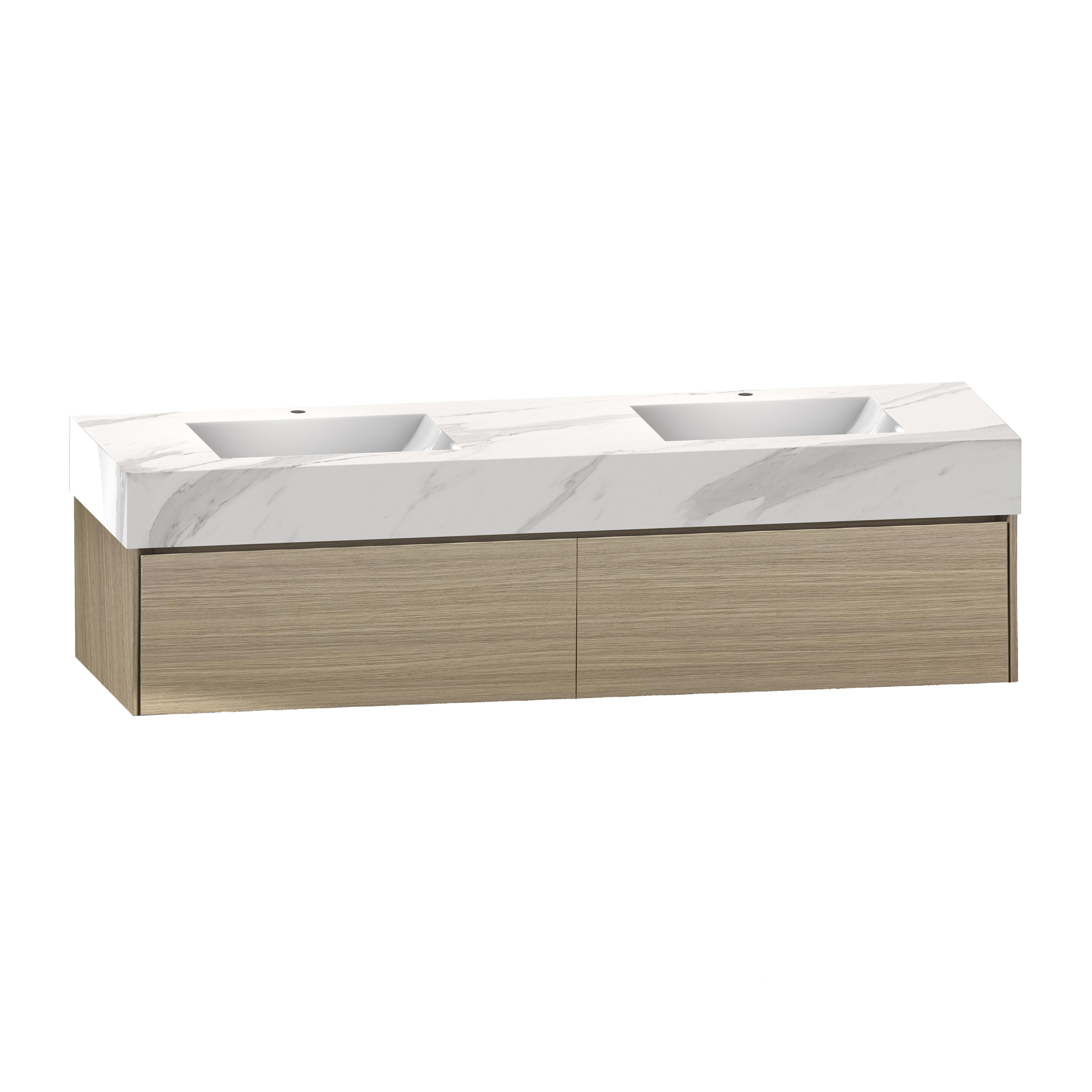 71'' Double Sink Stone Top with Single Floating Bathroom Vanity