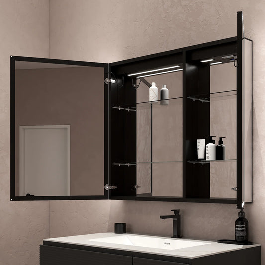 26" x 32" LED Mirror Medicine Cabinet – Aluminum Frame, Anti-Fog, Recessed or Surface Mount