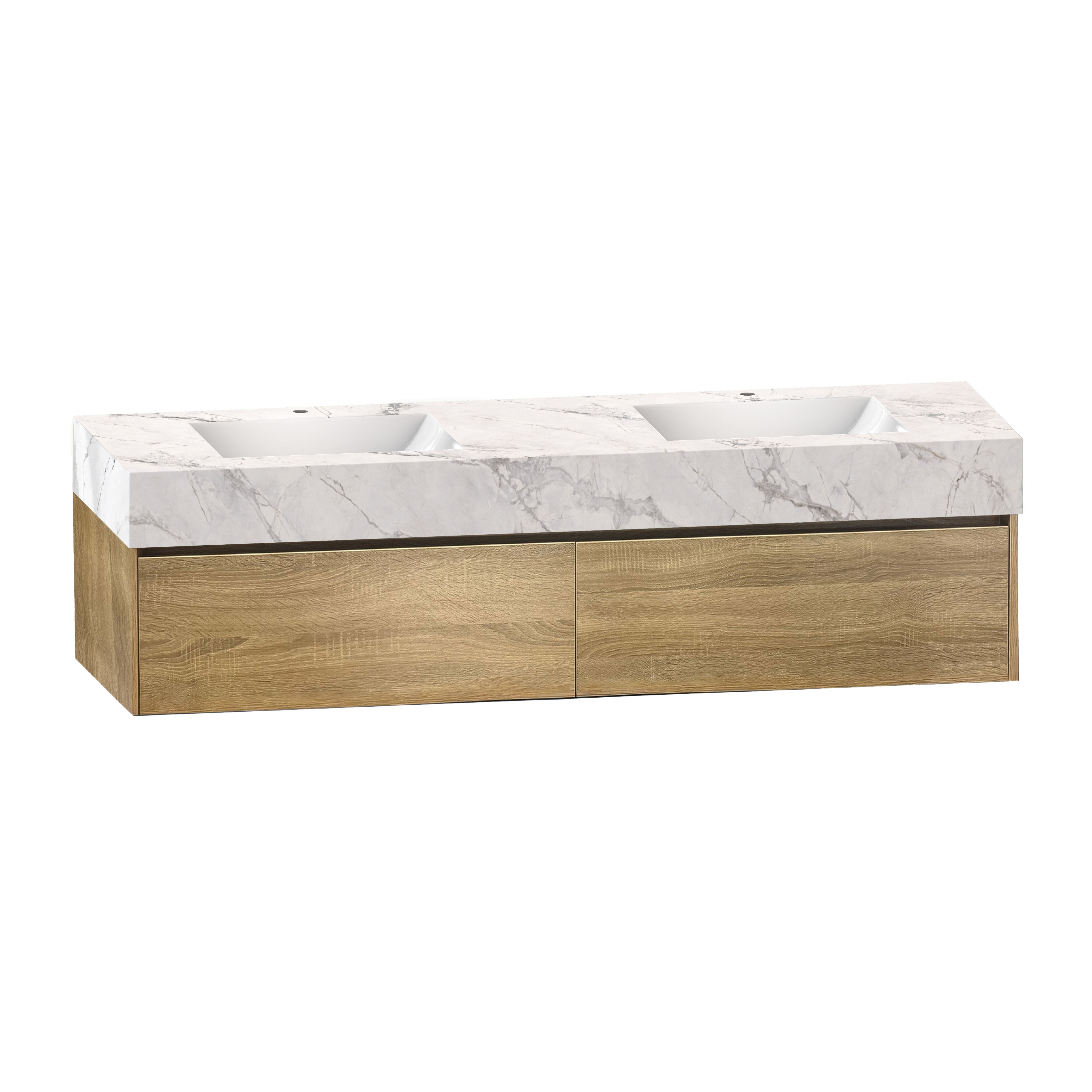 71'' Double Sink Stone Top with Single Floating Bathroom Vanity