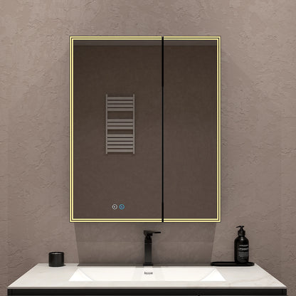 26"x32" LED Medicine Cabinet – Full Mirror Interior, Anti-Fog, Outlet & USB, Blum Hinges