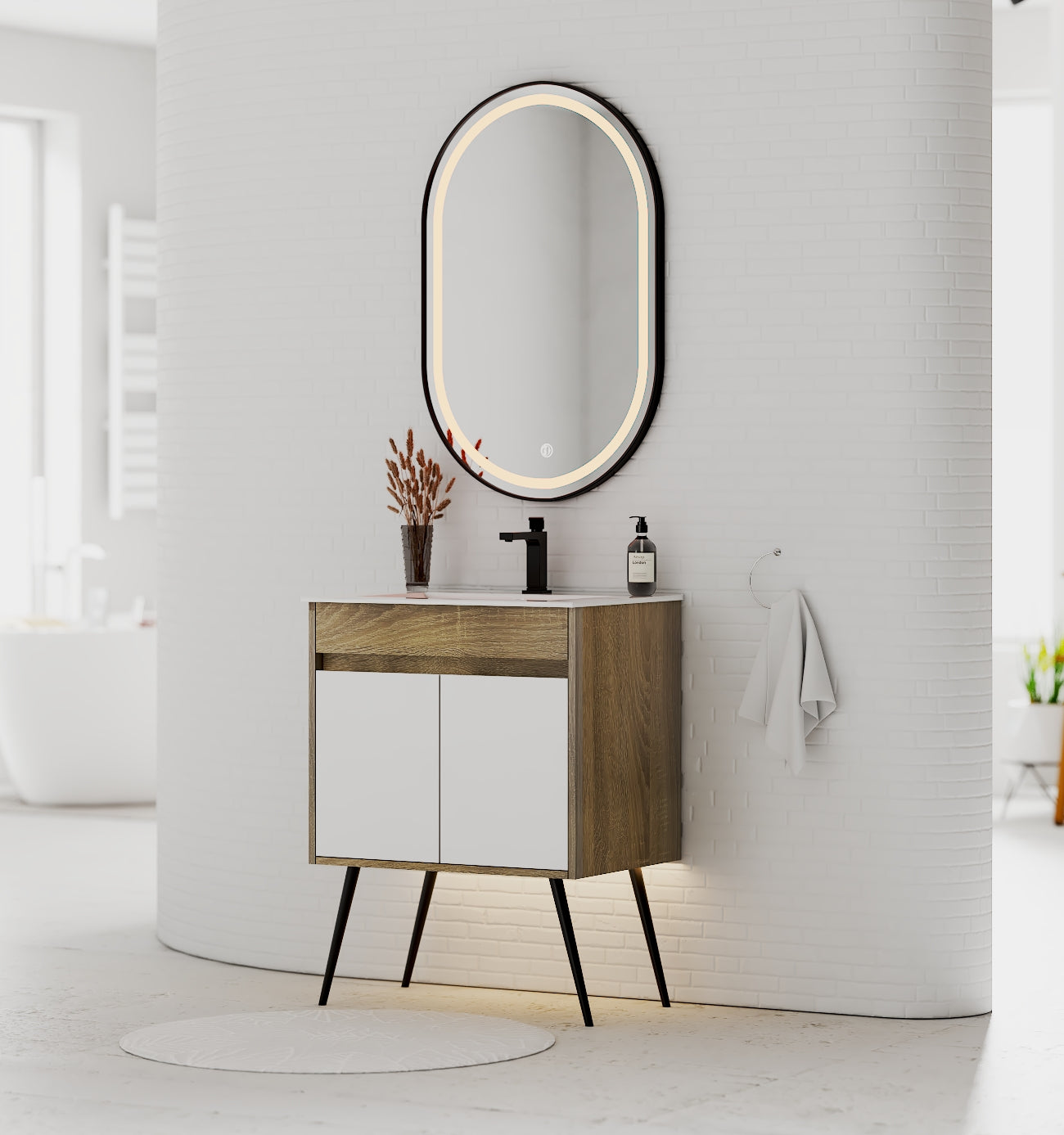 18" Narrow Depth Bathroom Vanity With Ceramic Sink