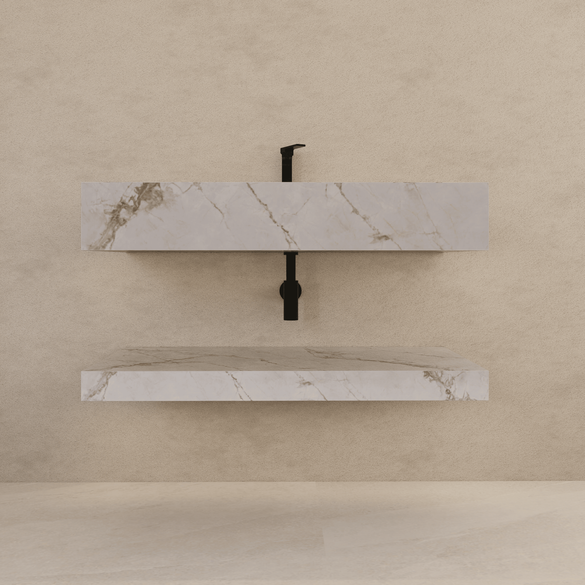 30", 40", 48" Hotel Style Ice Grey Floating Vanity – Marble - Look Stone - Vanity30" NeoNova Decor