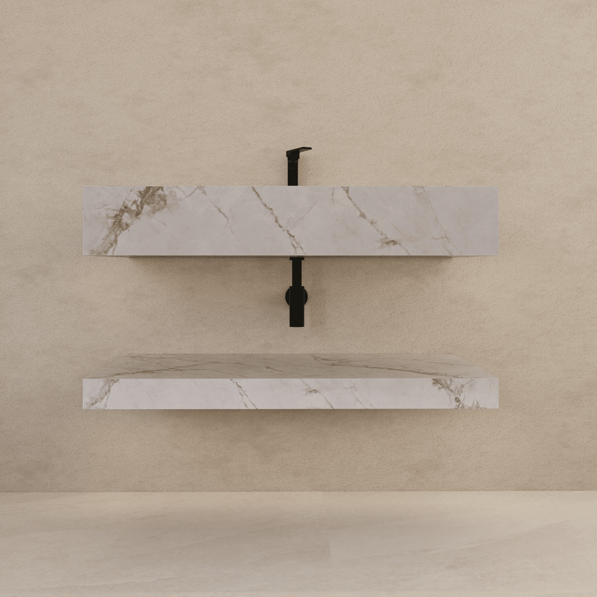 30", 40", 48" Hotel Style Ice Grey Floating Vanity – Marble - Look Stone - Vanity30" NeoNova Decor