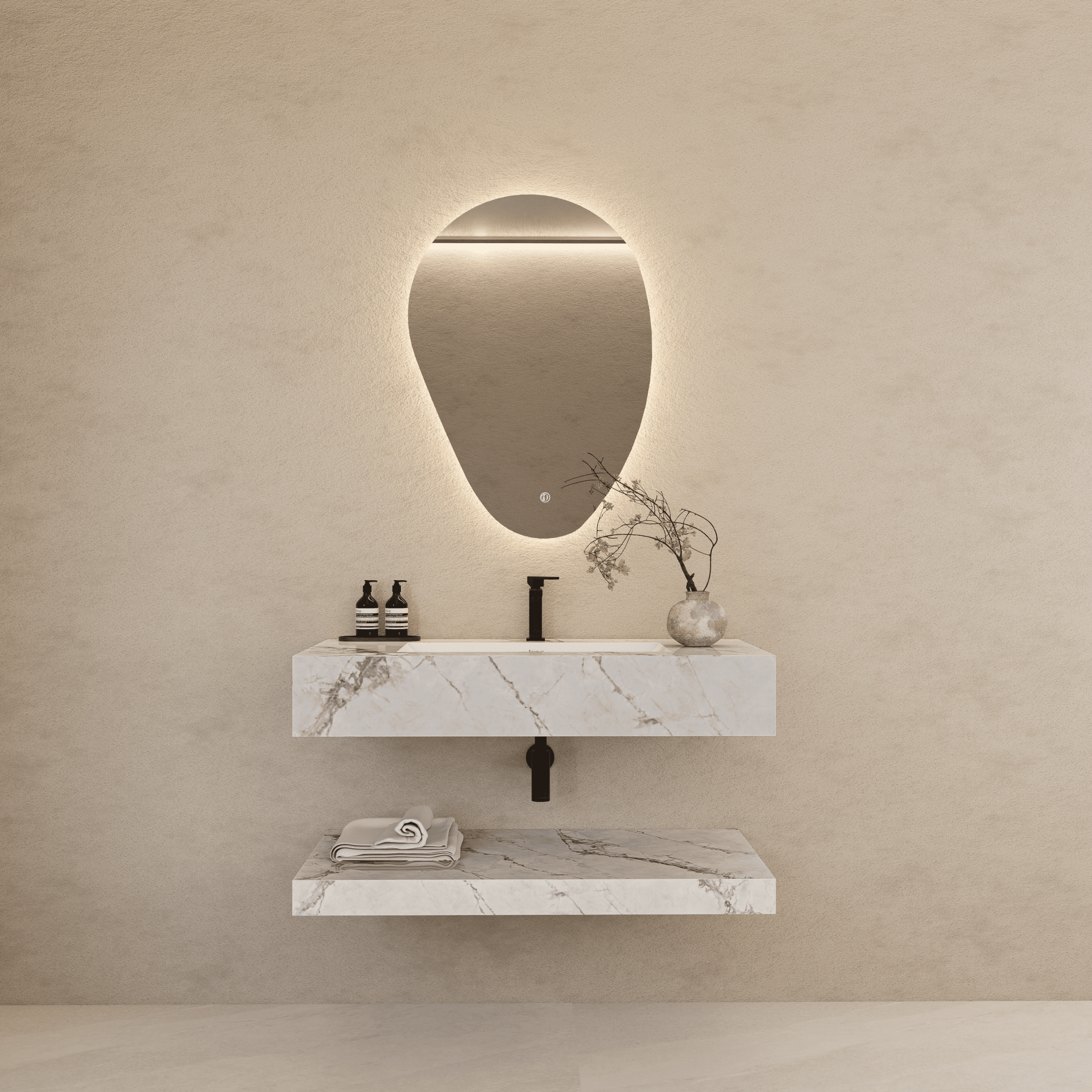 30", 40", 48" Hotel Style Ice Grey Floating Vanity – Marble - Look Stone - Vanity30" NeoNova Decor