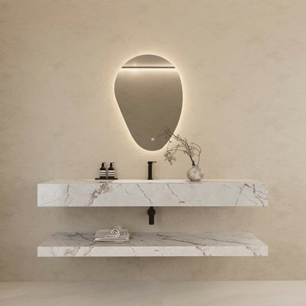 30", 40", 48"，60" Hotel Style Ice Grey Floating Vanity – Marble - Look Stone - Vanity60“