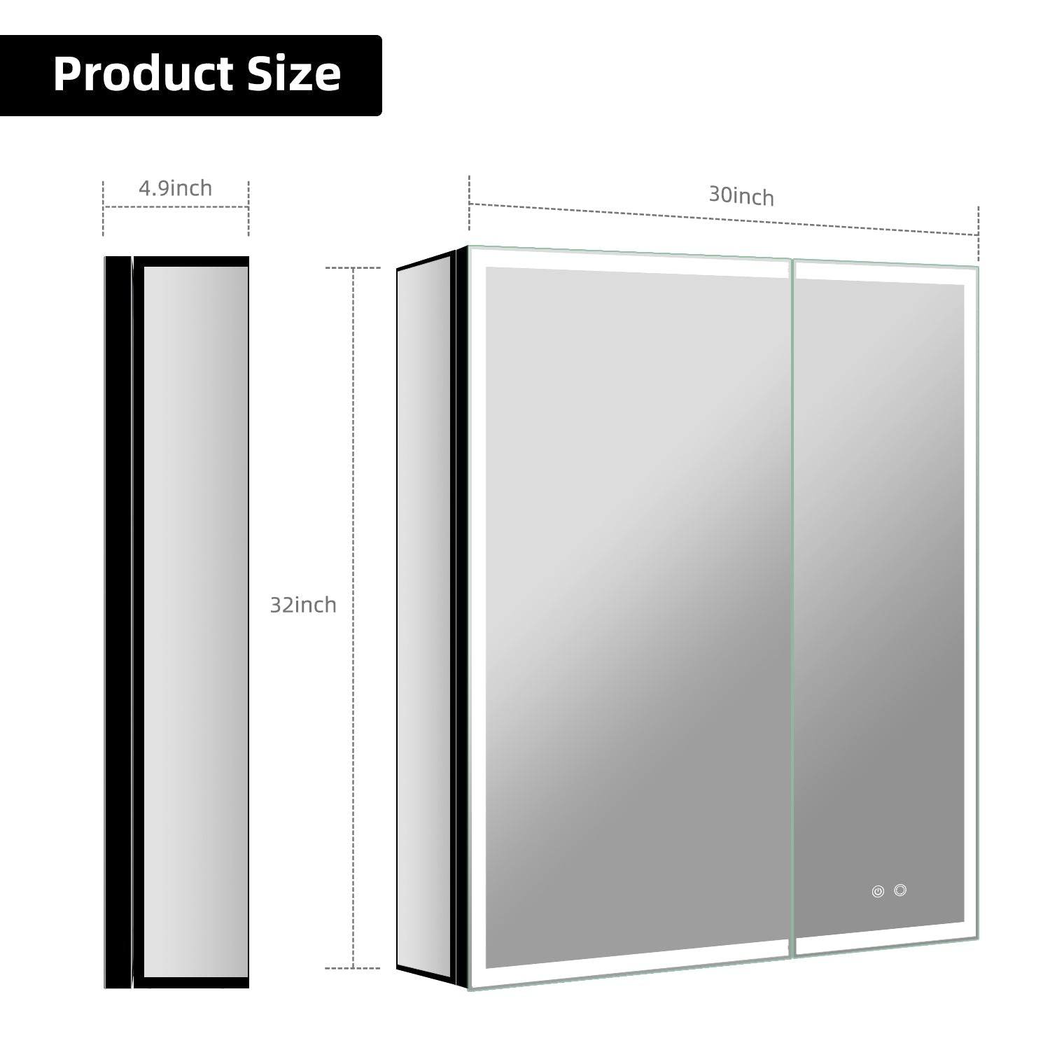30"x32" LED Medicine Cabinet, Lighting & Outlet – Wall Mount/Recessed - Medicine Cabinet NeoNova Decor
