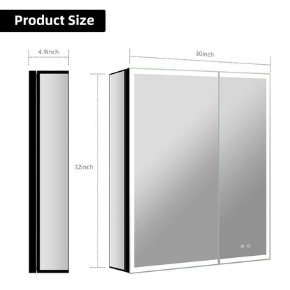 30"x32" LED Medicine Cabinet, Lighting & Outlet – Wall Mount/Recessed - Medicine Cabinet NeoNova Decor