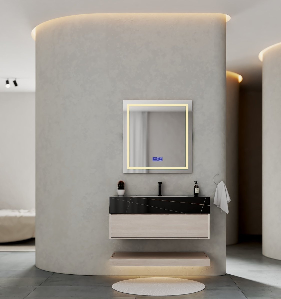 32", 36", 40" Sintered Stone Top with Hotel - Style Floating Bathroom Vanity - VanityBlack Marquina Gold Veins NeoNova Decor