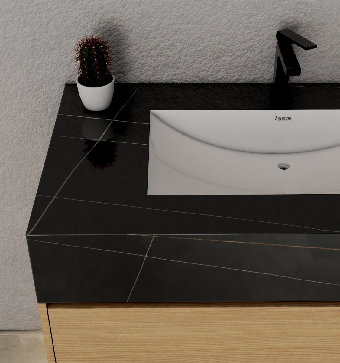 32", 36", 40" Sintered Stone Top with Hotel - Style Floating Bathroom Vanity - VanityBlack Marquina Gold Veins NeoNova Decor