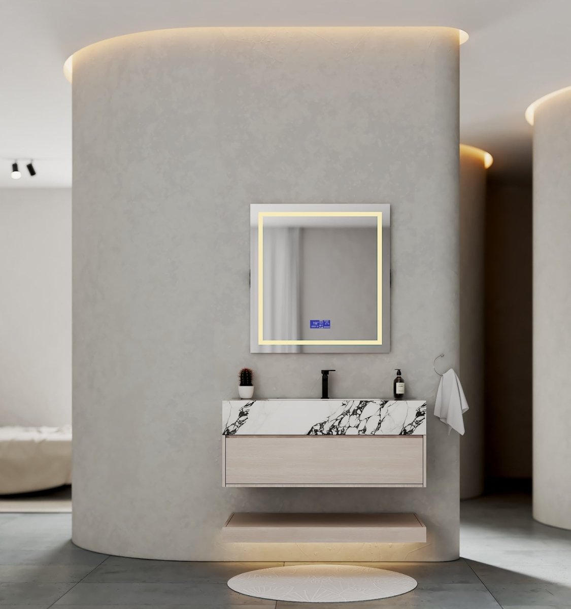 32", 36", 40" Sintered Stone Top with Hotel - Style Floating Bathroom Vanity - VanityCalacatta Black NeoNova Decor